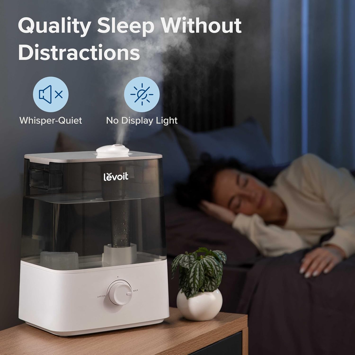 Levoit Humidifiers for Bedroom Large Room, 6L, 60H Runtime, 26dB, Smart App
