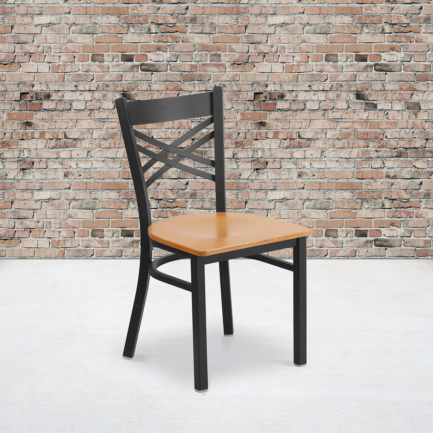 Flash Furniture Hercules Series "X" Back Metal Restaurant Chairs, Modern Upholstered Armless Dining Chairs for Restaurants/Kitchens, Set of 2, Black