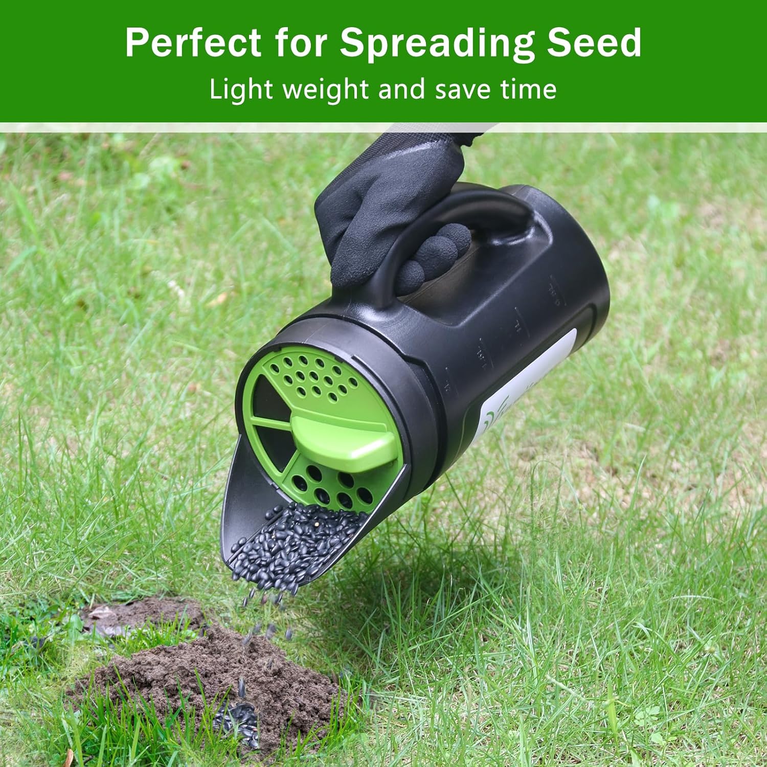 Yhtpouqe Hand held Spreader, Seed Spreader for Ice Melt, Grass Seed, Fertilizer Lawn and Garden. Multiple Adjustable Opening Sizes for Salt, Ice Melt