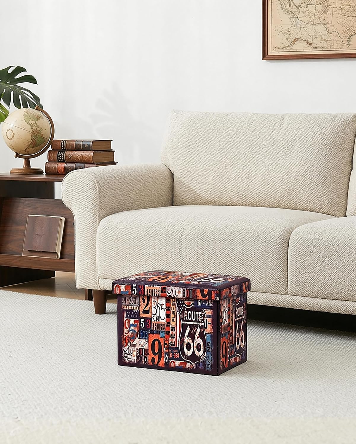 B FSOBEIIALEO Folding Storage Ottoman Bench with Faux Leather Footrest Seat, Coffee Table 30"x15"x15"