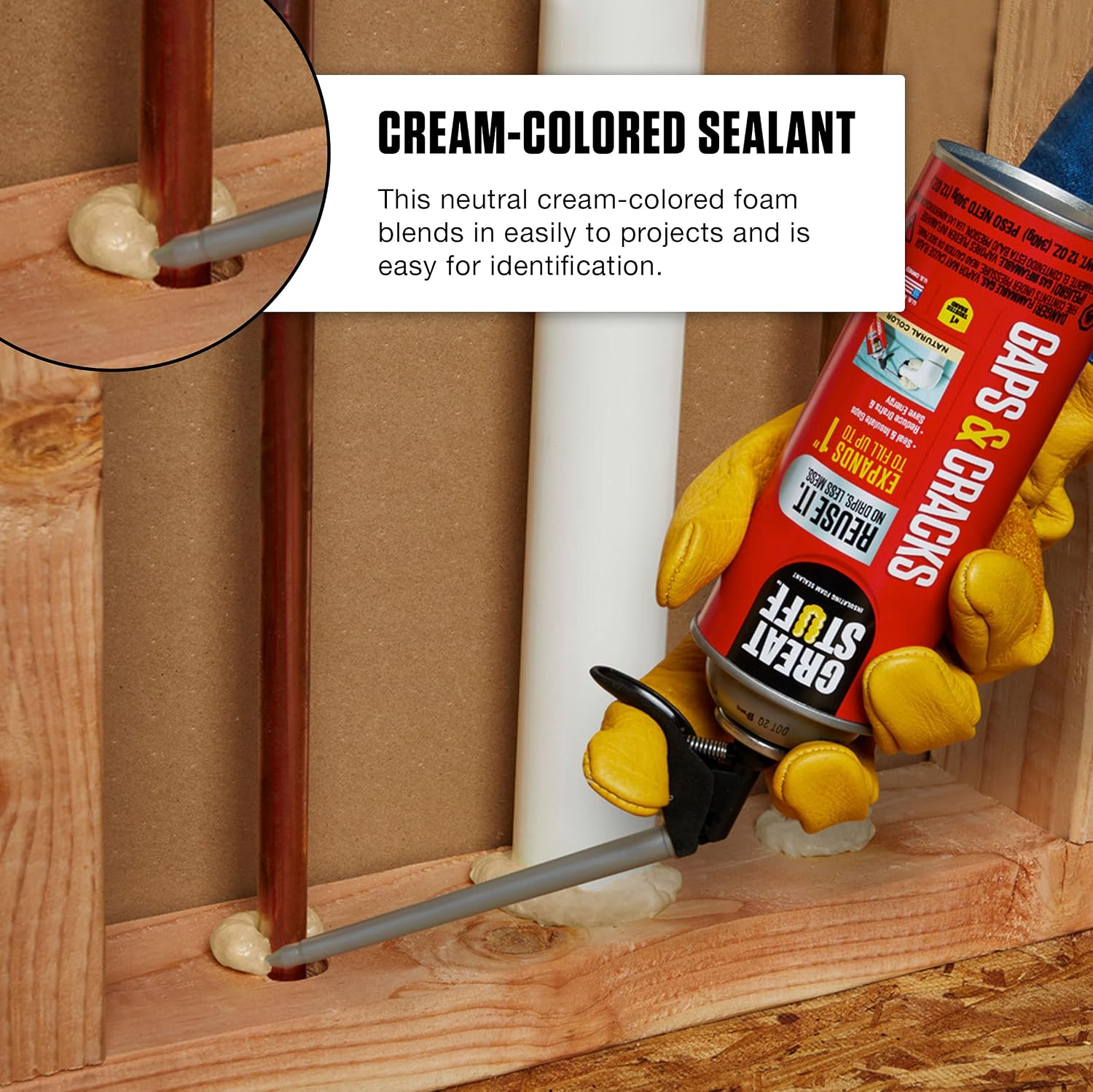 Great Stuff 99108824 Smart Dispenser Gaps & Cracks, Cream, 12 Ounce