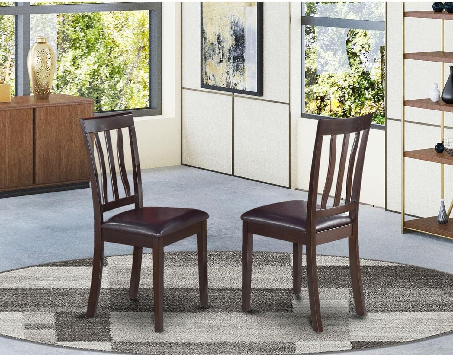 East West Furniture ANC-WHI-W Antique Dining Room Chairs - Slat Back Solid Wood Seat Chairs, Set of 2, Buttermilk & Cherry