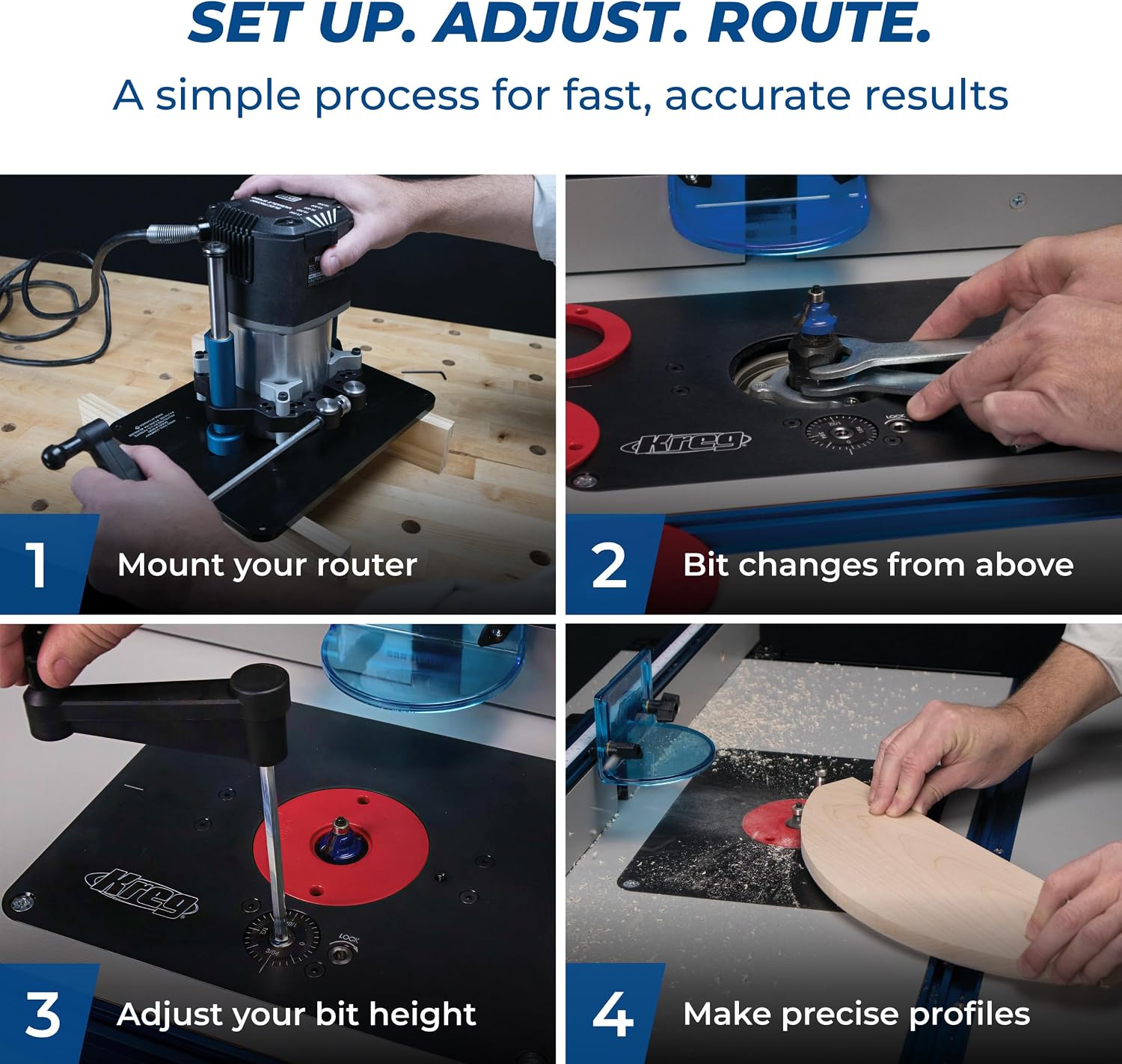Kreg PRS5000 Precision Router Lift - Router Table Lift System - Durable Router Plate Insert - Router Table Plate Insert - For Quick, Accurate