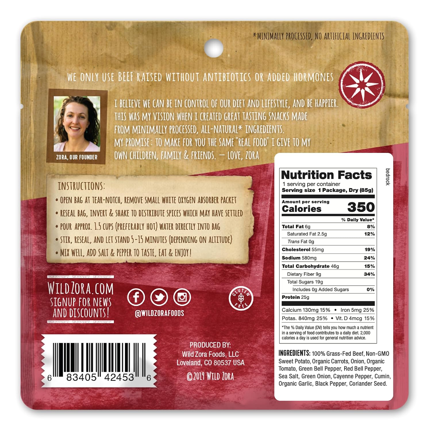 Wild Zora Paleo Freeze Dried Meals for Backpacking & Camping - Healthy Gluten Free & Grain Free Camping Meals/Backpacking Food + No Added Sugar - Great for Travel (Cliffside Coconut Berry 2-Pack)