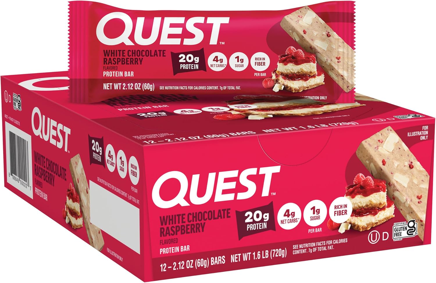 Quest Nutrition Oatmeal Chocolate Chip Protein Bars, 20g Protein, 12 Count | 12g Fiber, 5g Net Carbs, 1g Sugar, Gluten Free, High Quality Protein, Soft and Chewy, Individually Wrapped 2.12oz Bars