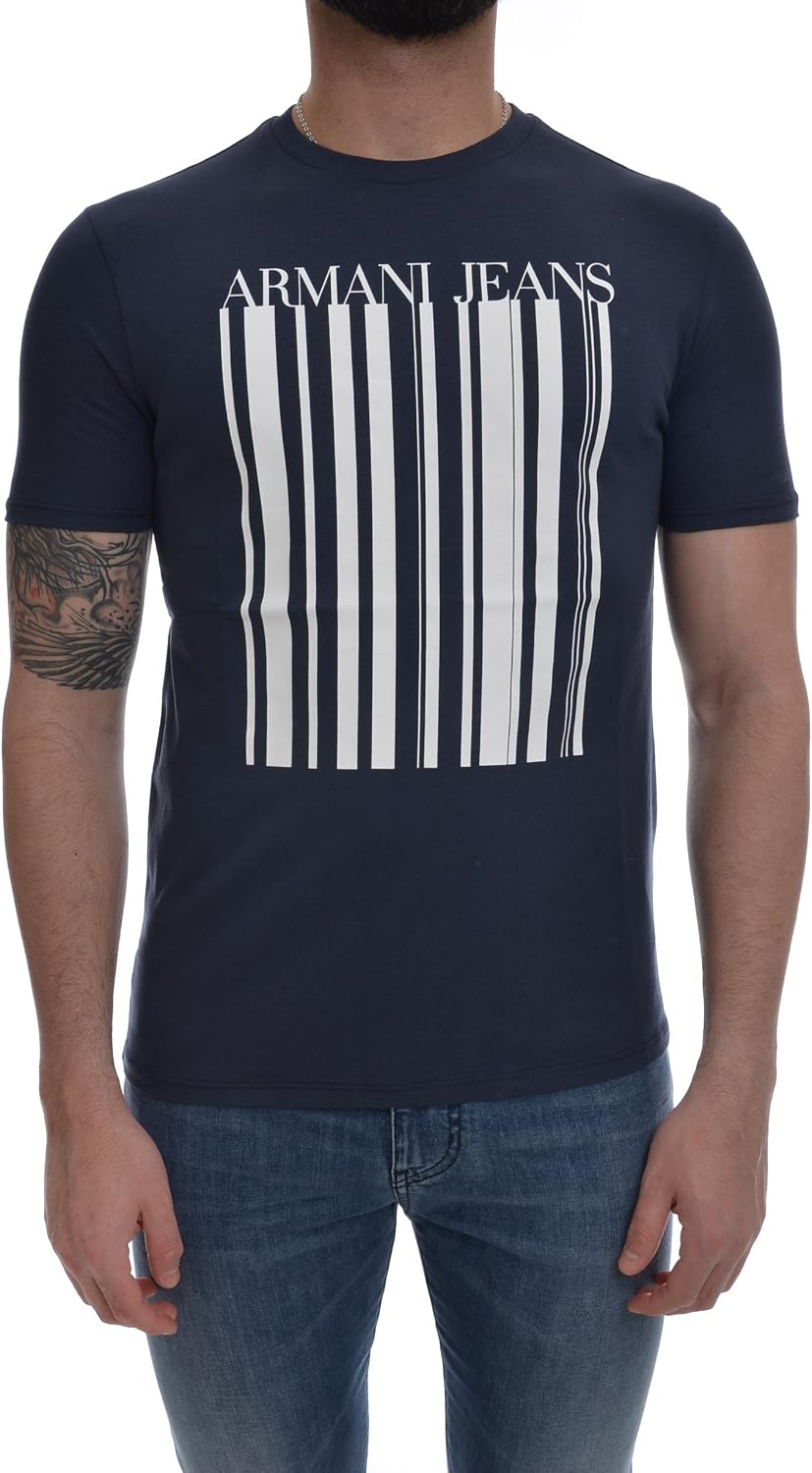 Emporio Armani Mens Regular Fit Jersey Barcode T-Shirt