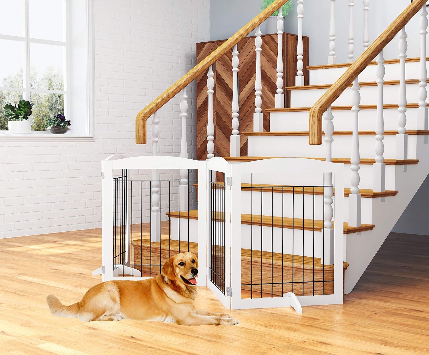 PAWLAND Extra Wide Foldable Dog gate for Doorway, Indoor, 72“ Wide, 30" H