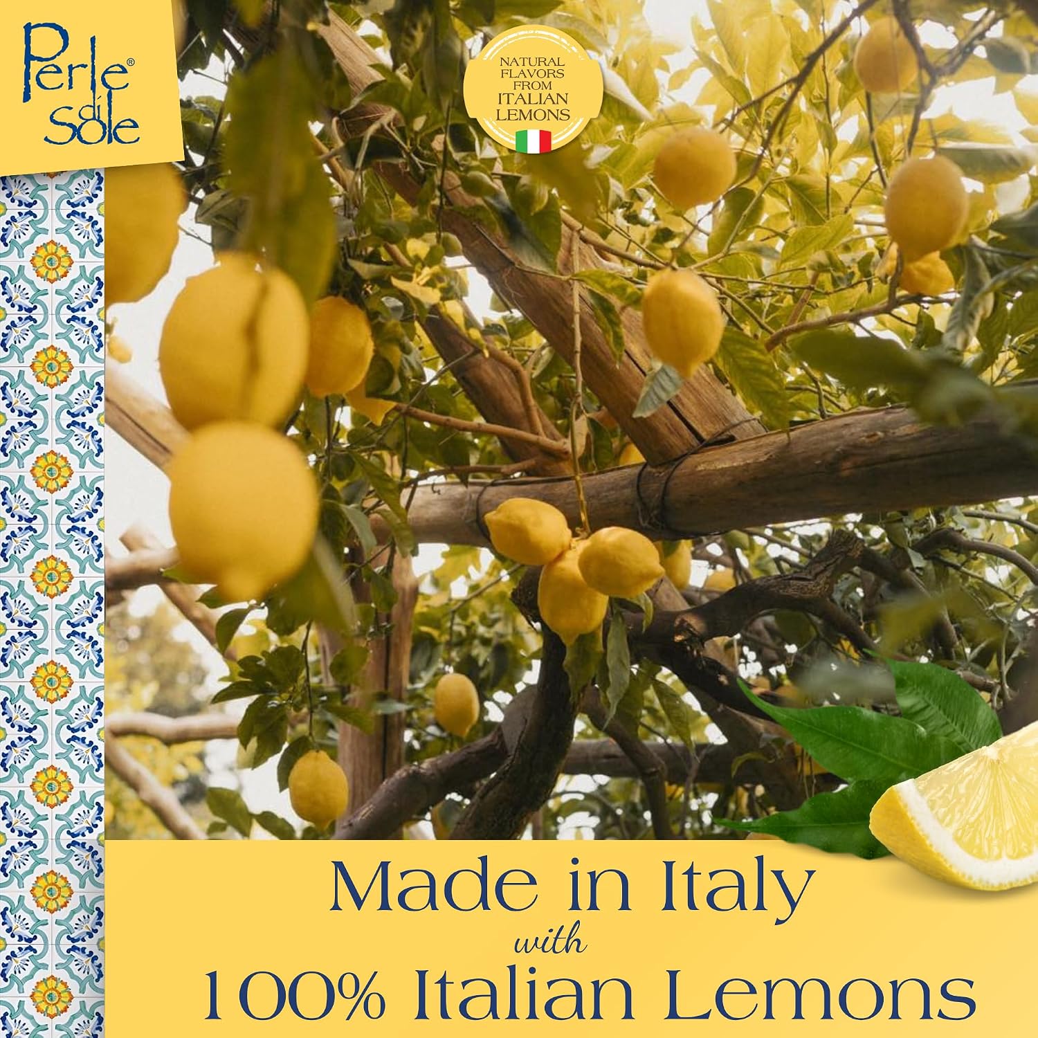 Perle di Sole Italian Lemon Drops Hard Candy Individually Wrapped (7.05 oz) Made with Essential Oils of Amalfi Coast P.G.I. Lemon - Italian Imported Gifts From Italy