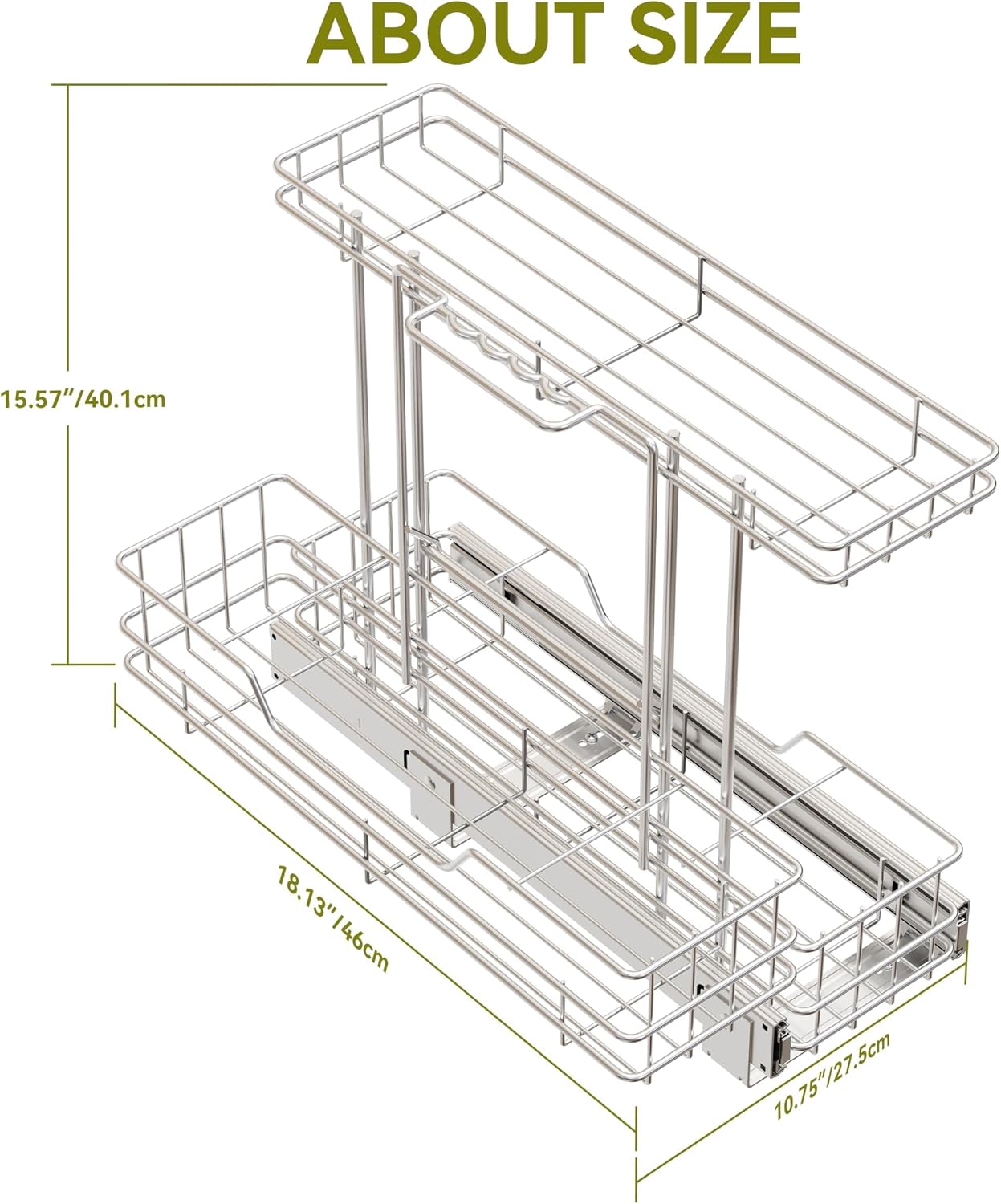 Under Sink Organizer 9" W X19 D, Pull Out Cabinet Organizer 2 Tier