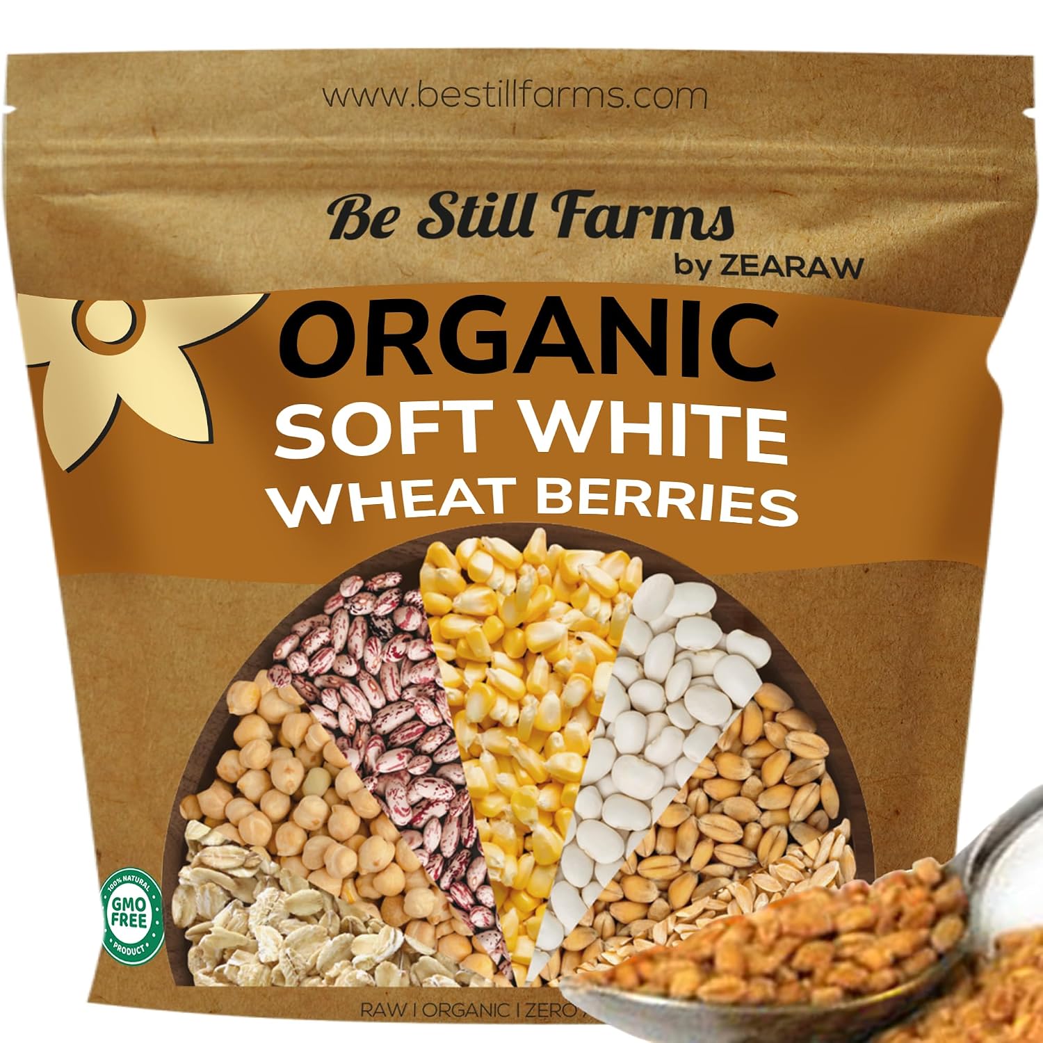 Organic Soft White Wheat Berries 5.8lb - Healthy Whole Grains Bulk | Ideal for Feeder Oats, Flour, Bread, Soup - High in Protein & Fiber - USA Grown | USDA Certified | Vegan | Non-GMO
