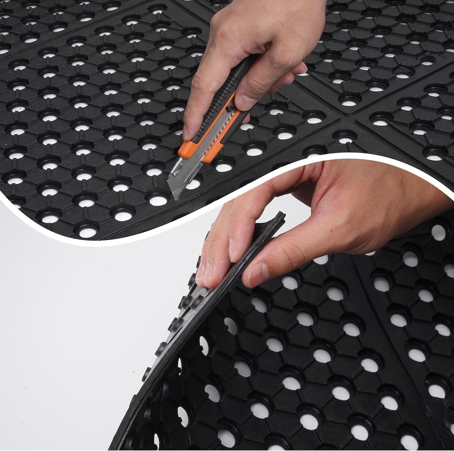 uyoyous Rubber Flooring Mat with Drainage Holes 82.67"x35.43" Resistant Anti-Fatigue Commercial Kitchen Mats with Non-Slip Backing Heavy Duty Rubber