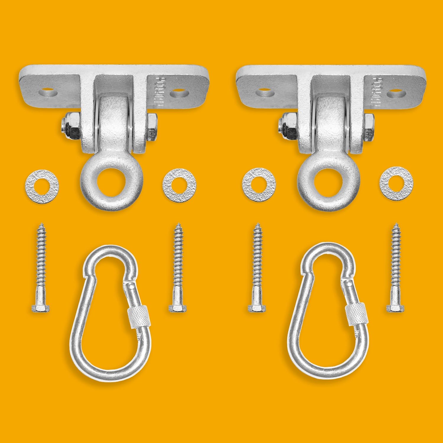 Jungle Gym Kingdom Swing Set Hangers - 2 Heavy Duty Brackets with Locking Snap Hooks for Porch, Patio