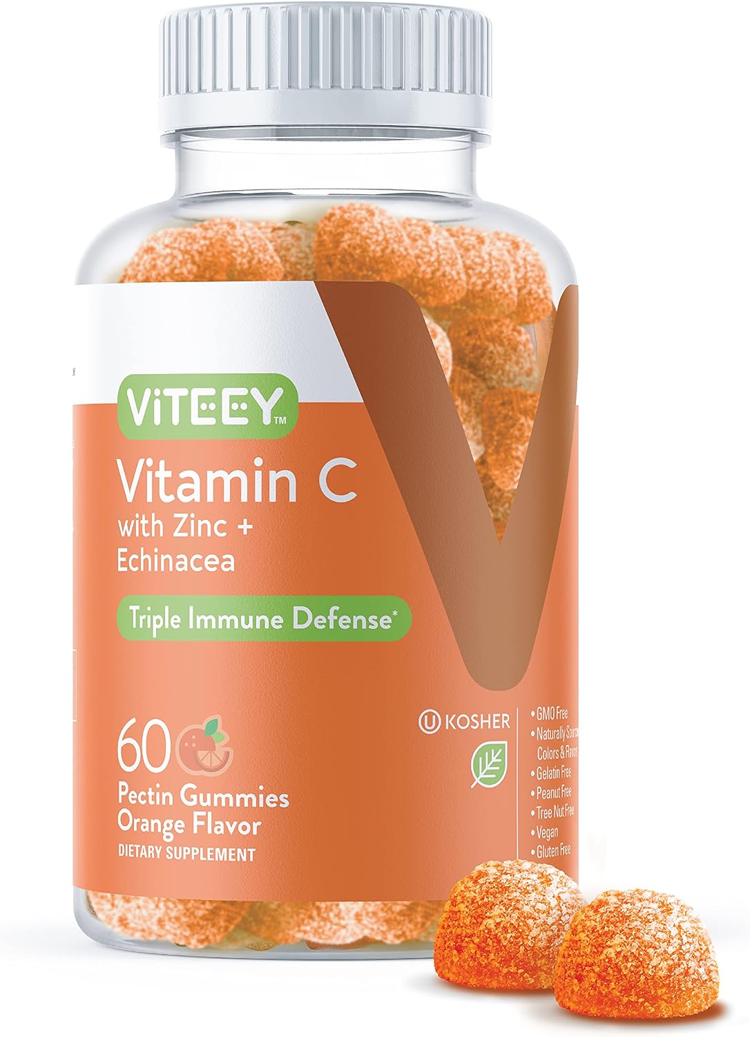Viteey Vitamin C Gummies for Adults & Teens with Zinc & Echinacea-120 Count