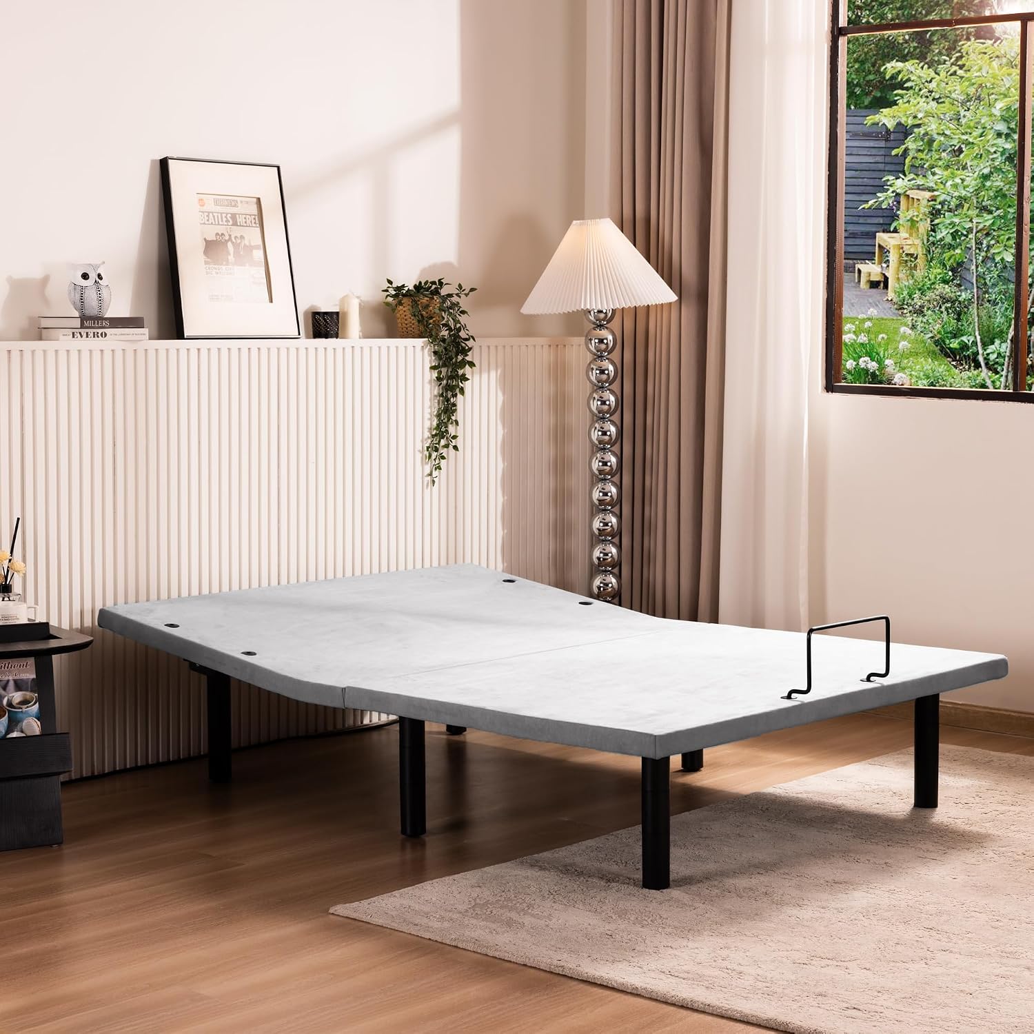 Fromann Adjustable Electric Twin XL Bed Base Frame with Massage, USB Type-C Ports, Zero Gravity, Under Bed Led Lighting and Three Leg Height (Black)