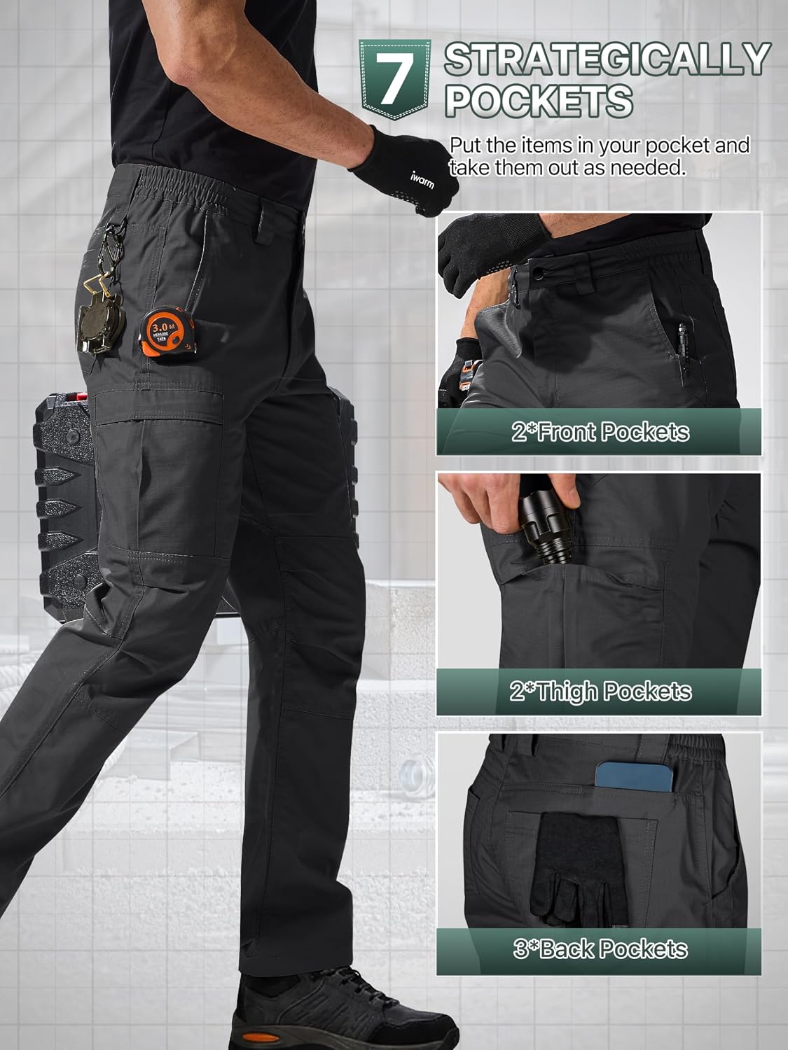 FREE SOLDIER Mens Cargo Work Tactical Pants Ripstop