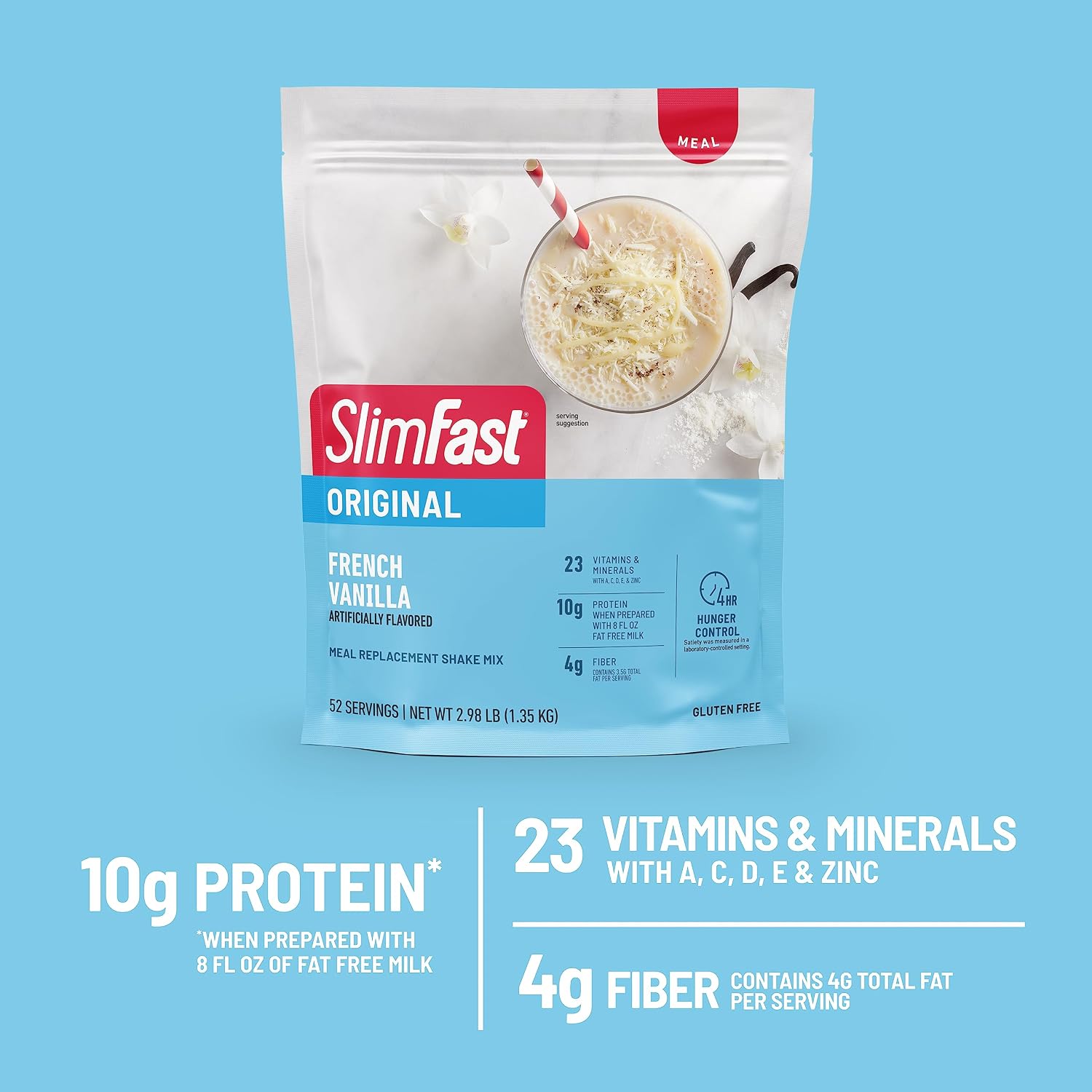 SlimFast Meal Replacement Powder, Original Rich Chocolate Royale, Weight Loss Shake Mix, 10g of Protein, 52 Servings (Packaging May Vary)