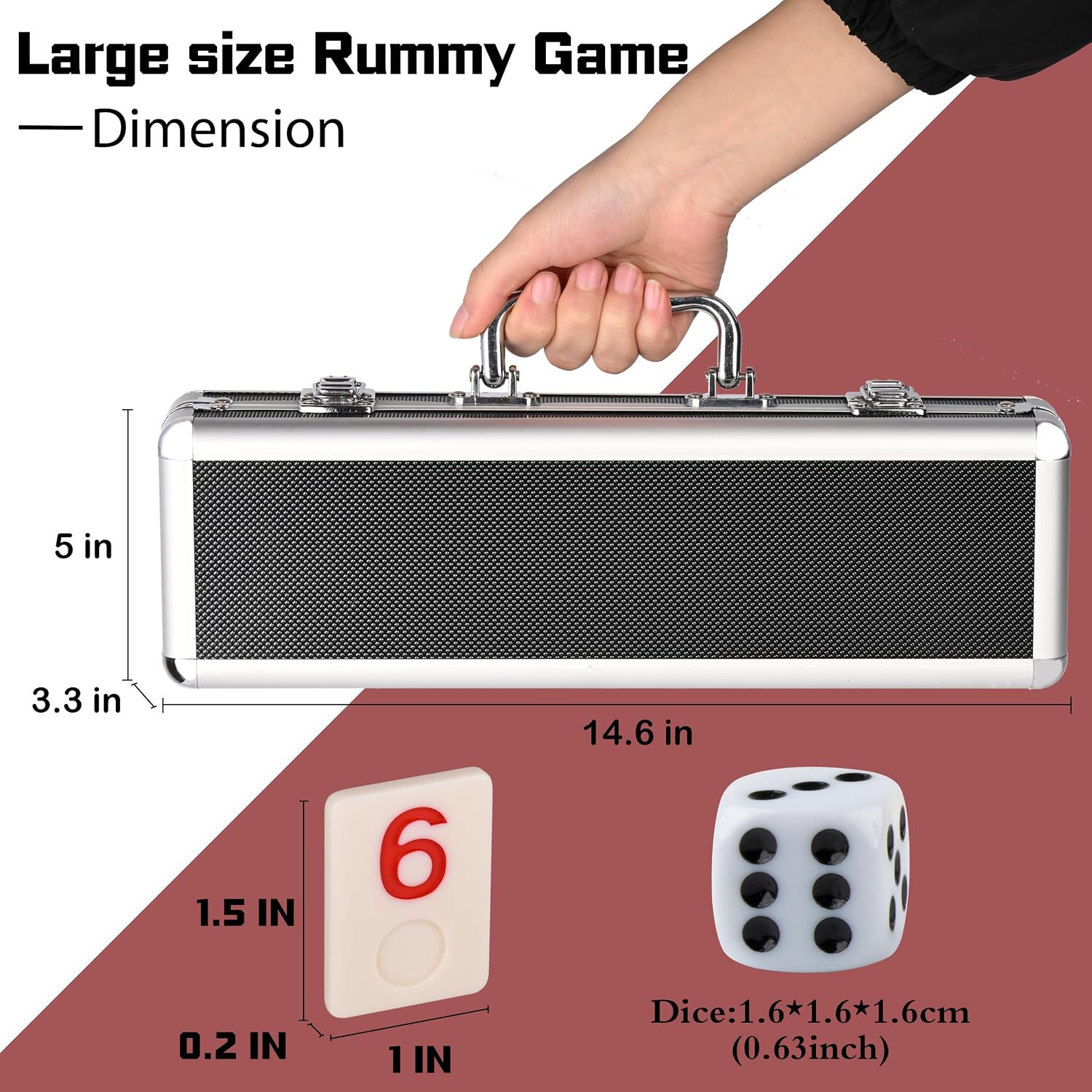 Doublefan Rummy Cube 4 Player Edition, 106 Rummy Cube Game Set with with 4 Plastic Racks in Portable Aluminum Case