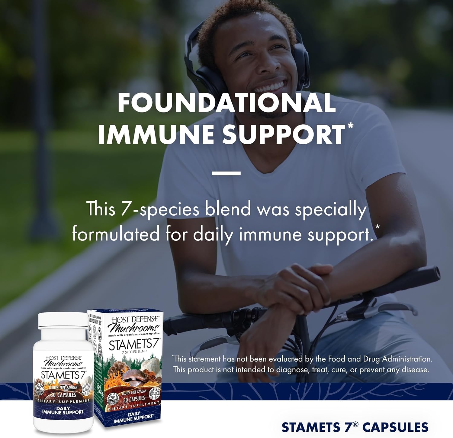 Host Defense Stamets 7-7 Species Blend - Mushroom Supplement for Immune Support - Includes Royal Sun Blazei, Cordyceps, Reishi, Maitake, Lion's Mane, Chaga & Mesima - 60 Capsules (30 Servings)*
