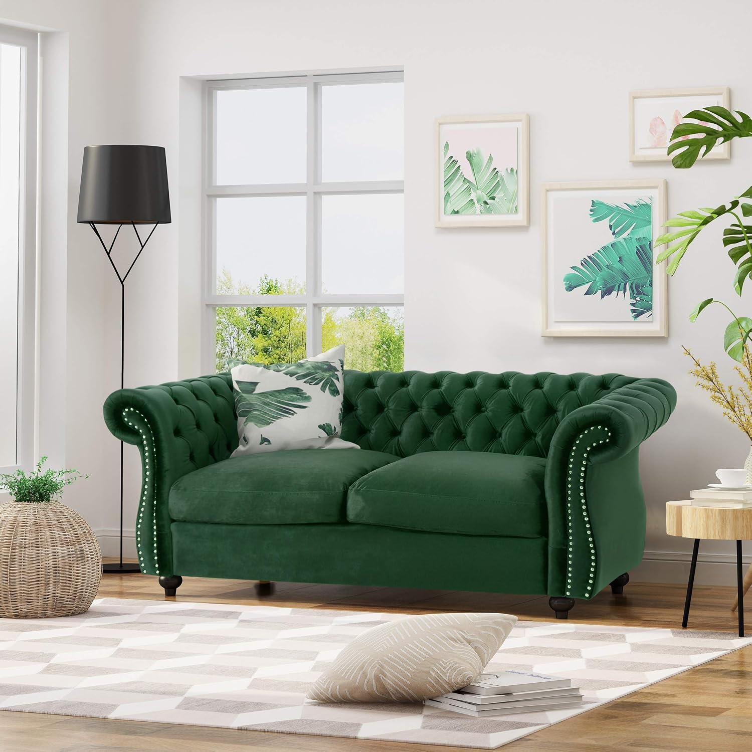 Christopher Knight Home Karen Traditional Chesterfield Loveseat Sofa, BlackBerry and Dark Brown, 61.75 x 33.75 x 27.75