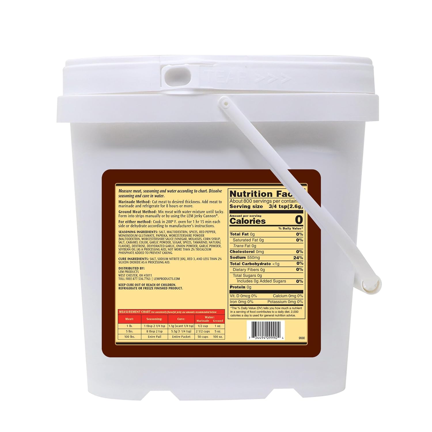 LEM Products Backwoods Original Jerky Seasoning, 4 lb 5.5 oz Bucket | Pre-Measured Seasoning and Cure for Wild Game and Domestic Meat