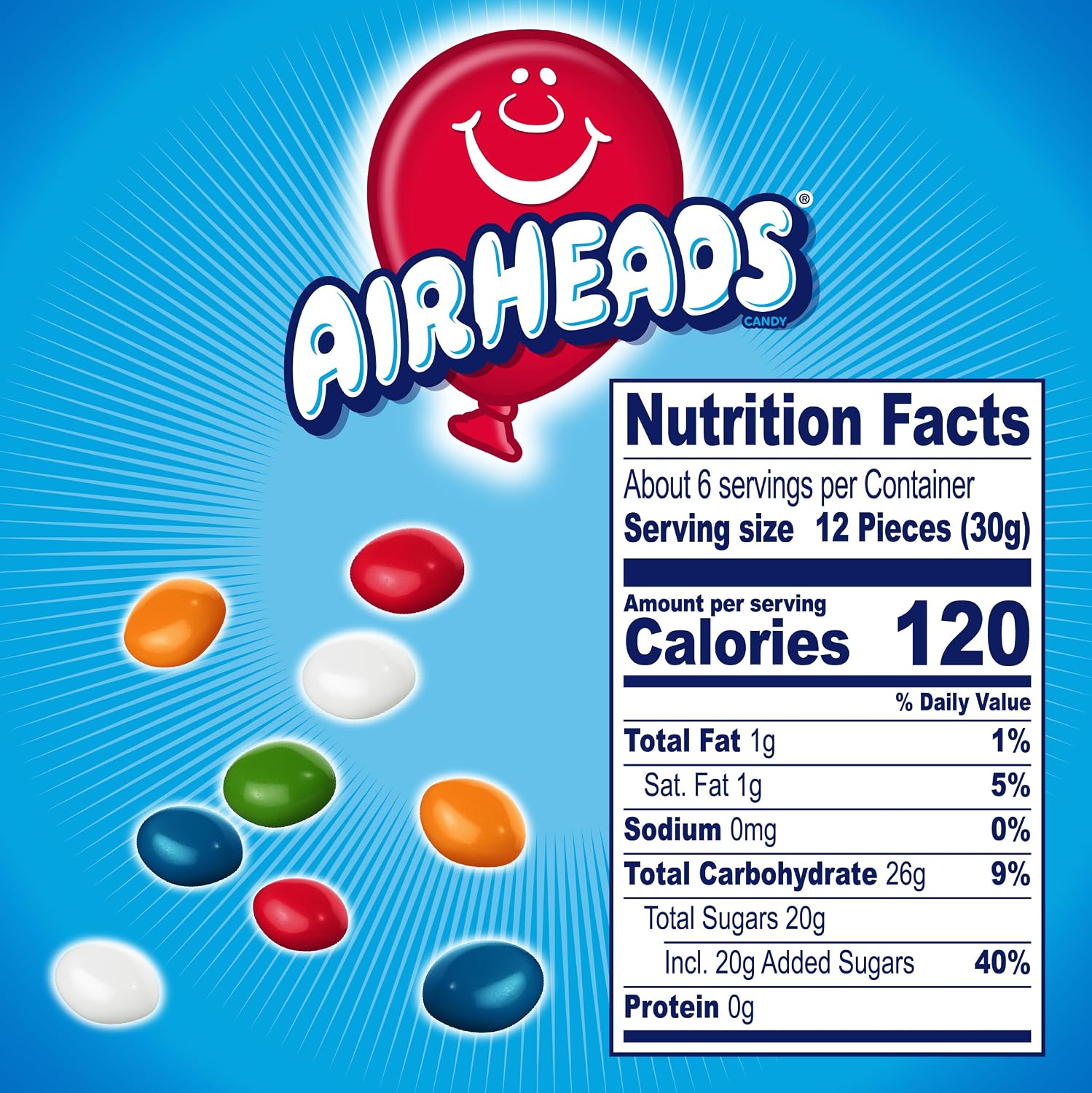 Airheads Candy Bites, Assorted Fruit Flavors, 2 Ounces (18-Pack) | Individually Wrapped Bulk Candy, Chewy Candy Bags