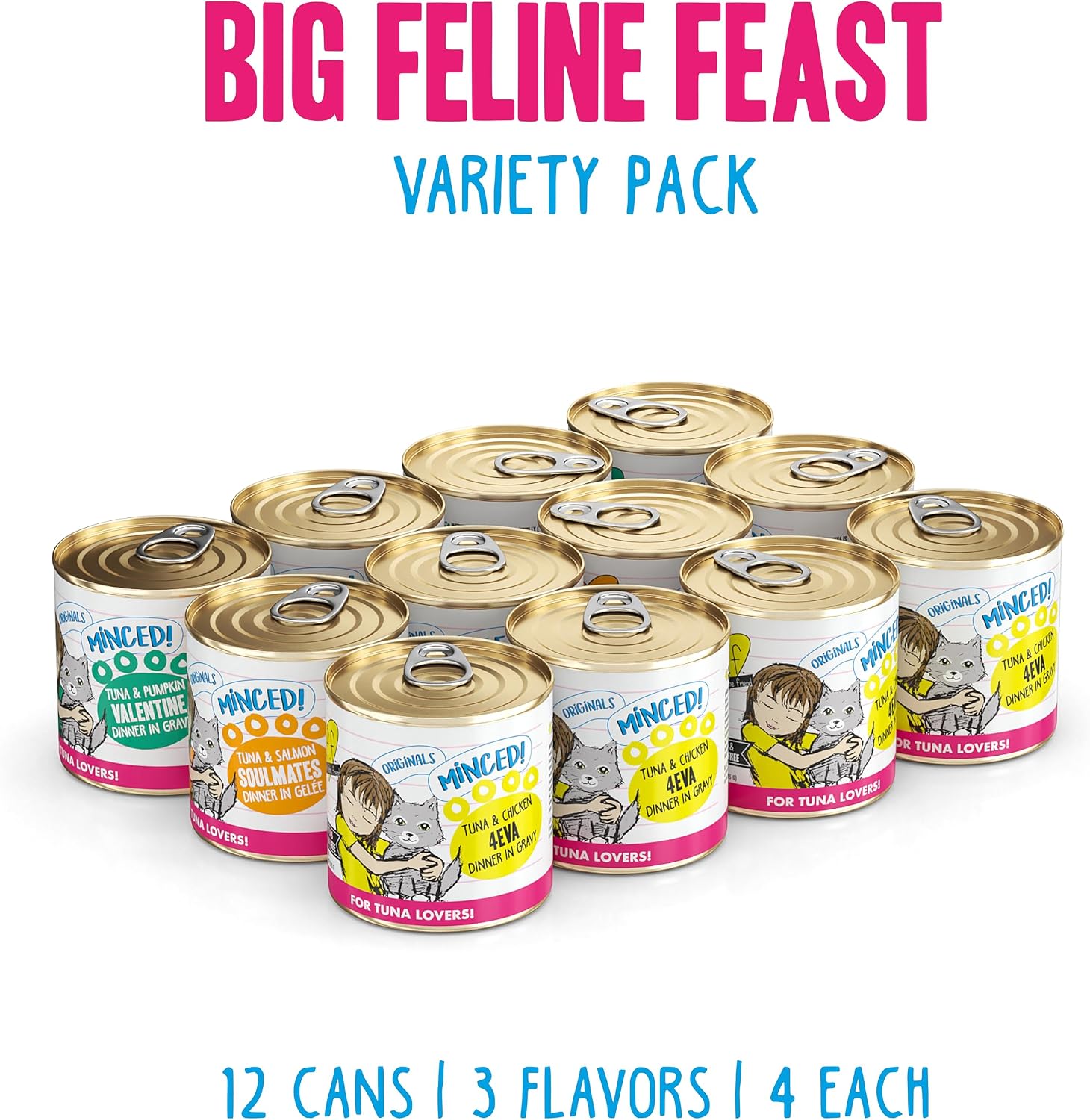 Weruva BFF Minced Natural Wet Cat Food, Batch O Besties Variety Pack, 5.5oz Can, Pack of 8