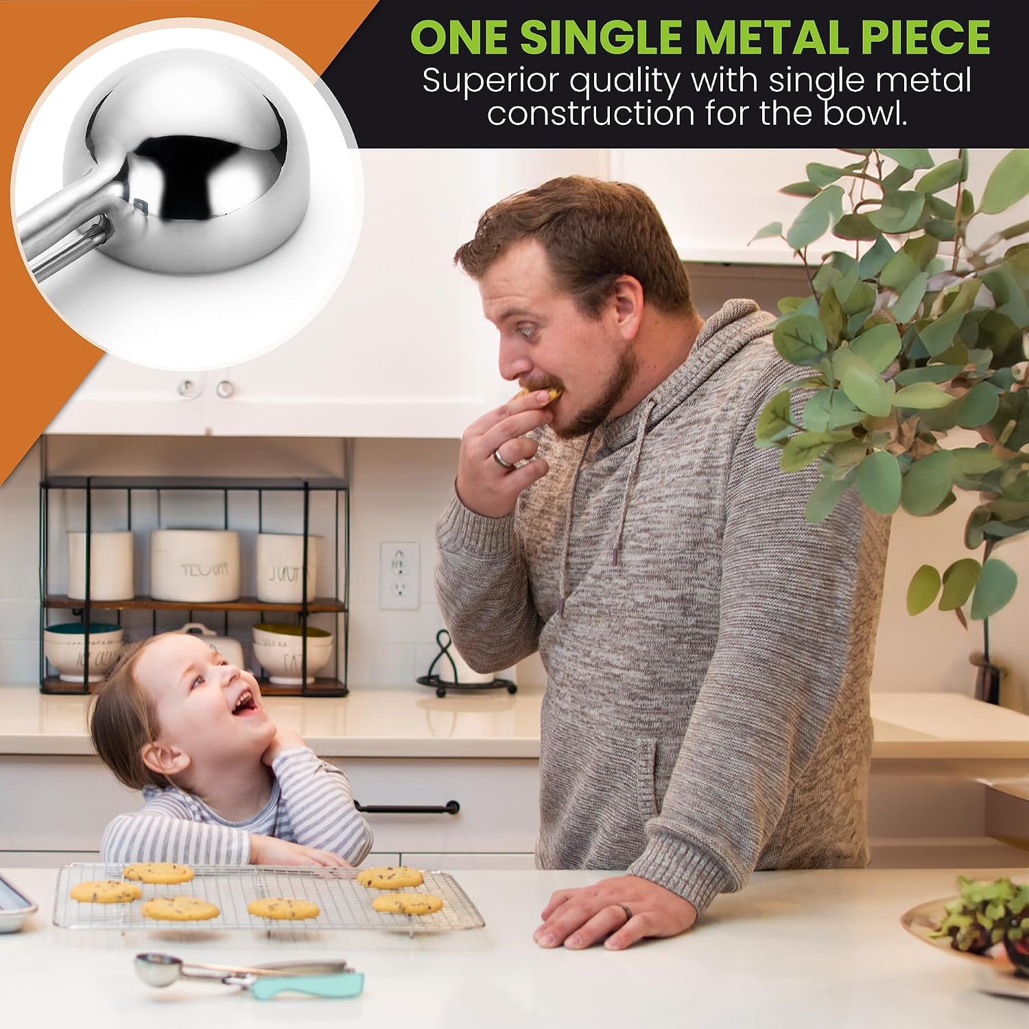 Spring Chef Medium Stainless Steel Cookie Scoop, #40, 1.7 Tablespoon, Black