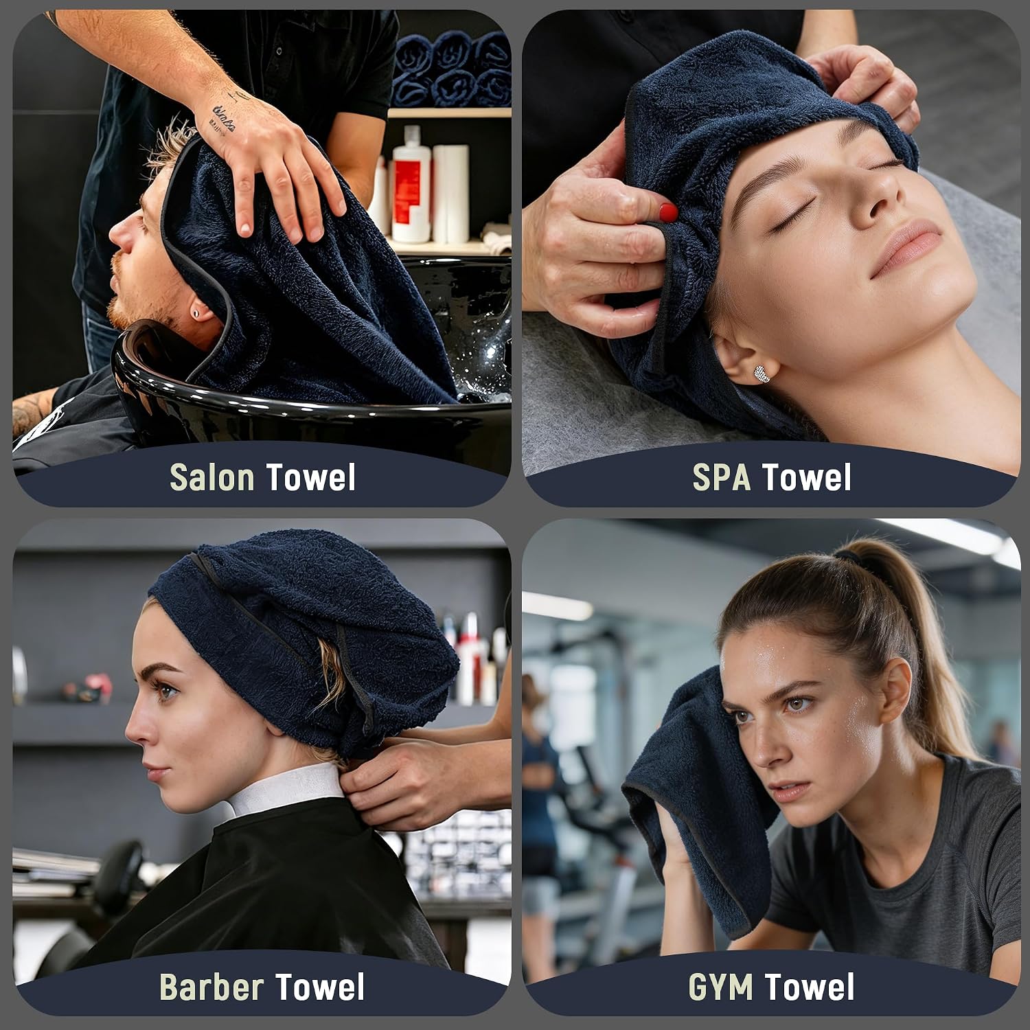 Comfy Microfiber Salon Towels 10 Pack, 29" x 16" | Soft Absorbent Quick Dry Bleach Resistant Towels, Ideal for Salon, Barber, Spa, Esthetician, Gym