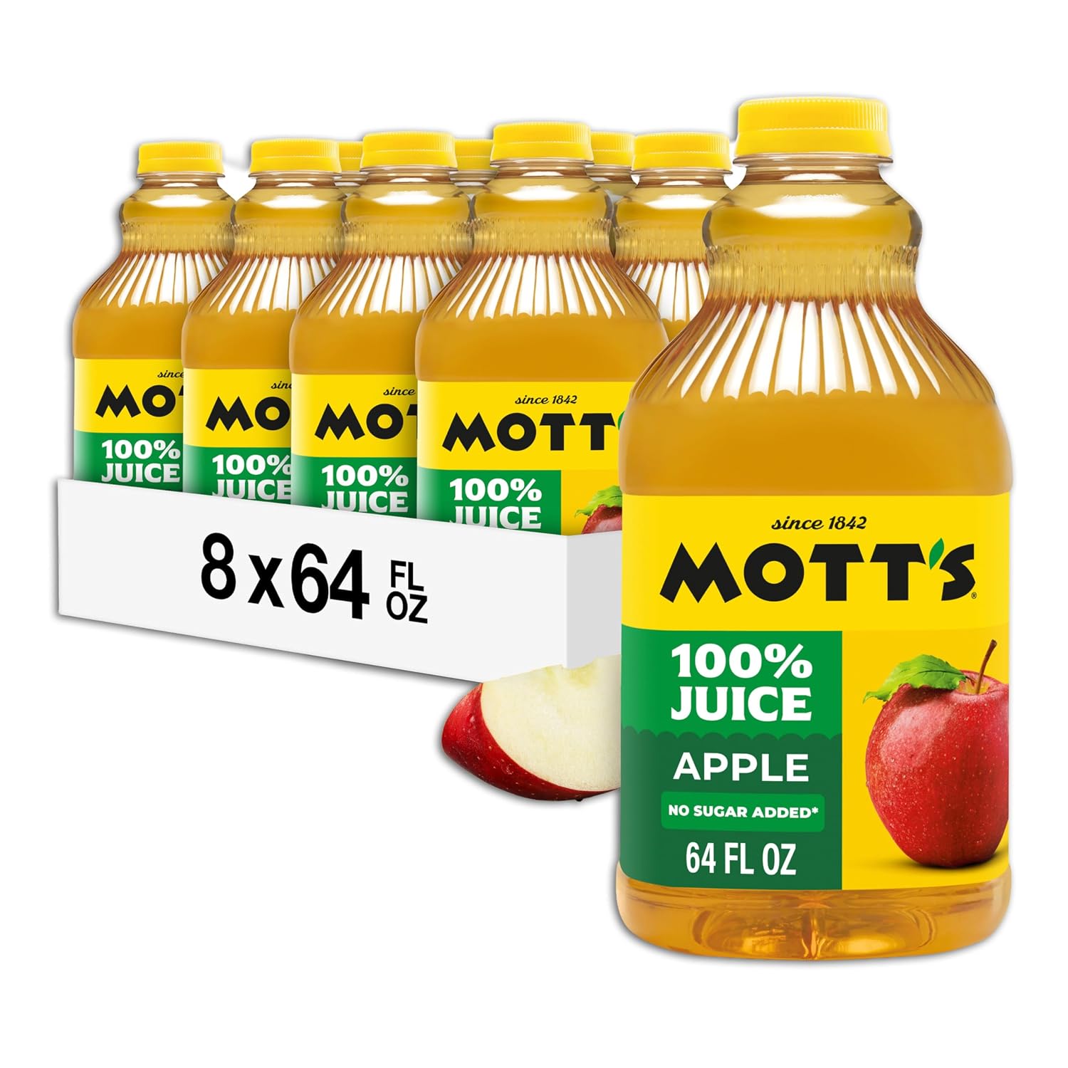 Mott's 100% Original Apple Juice, 64 Fl Oz Bottle (Pack Of 8), 2 Servings Of Fruit Per Cup, 100% Fruit Juice, Gluten-free, Caffeine-free, Kosher, And Contains No Artificial Colors Or Sweeteners