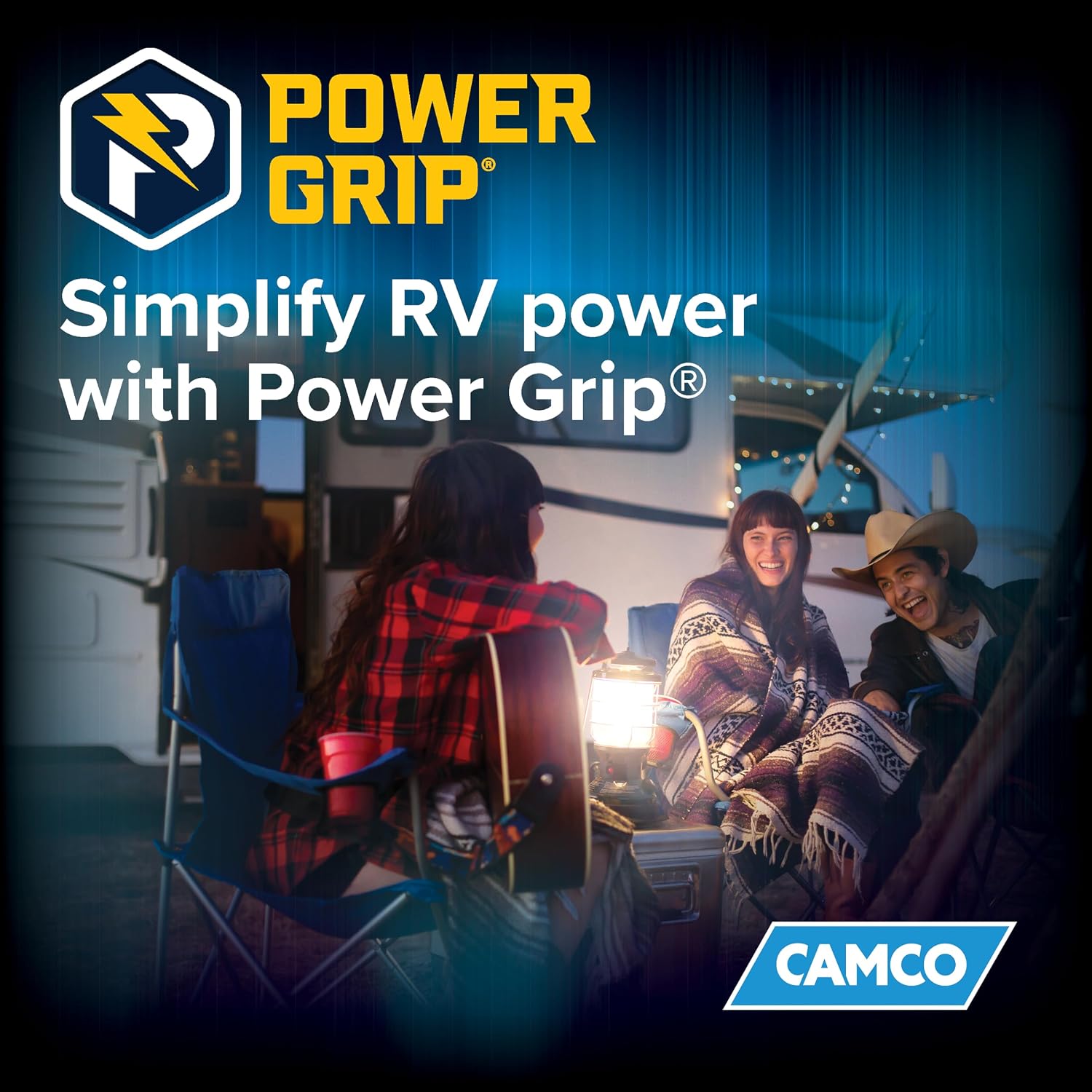 Camco Power Grip 25-Ft 50 Amp RV Extension Cord - NEMA 14-50P Male & FSS2-50R Locking Female Connectors - Rated for 125/250 V/12,500 W - Features Copper 6/3 + 8/1-Gauge Wires for Conductivity (55542)