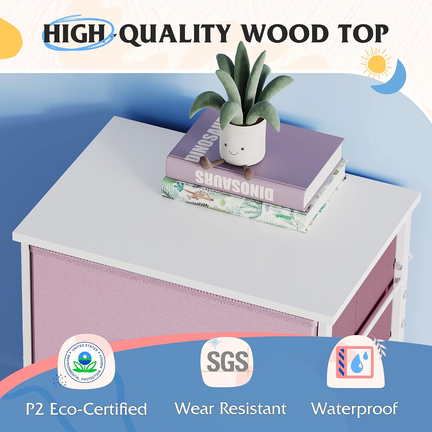WLIVE Small Dresser Nightstand for Bedroom, 4 Drawers, Light Grey | 4 vertical fabric drawers, Space-saving tower, Bedroom or closet use, Chest of drawers, Dresser for small spaces