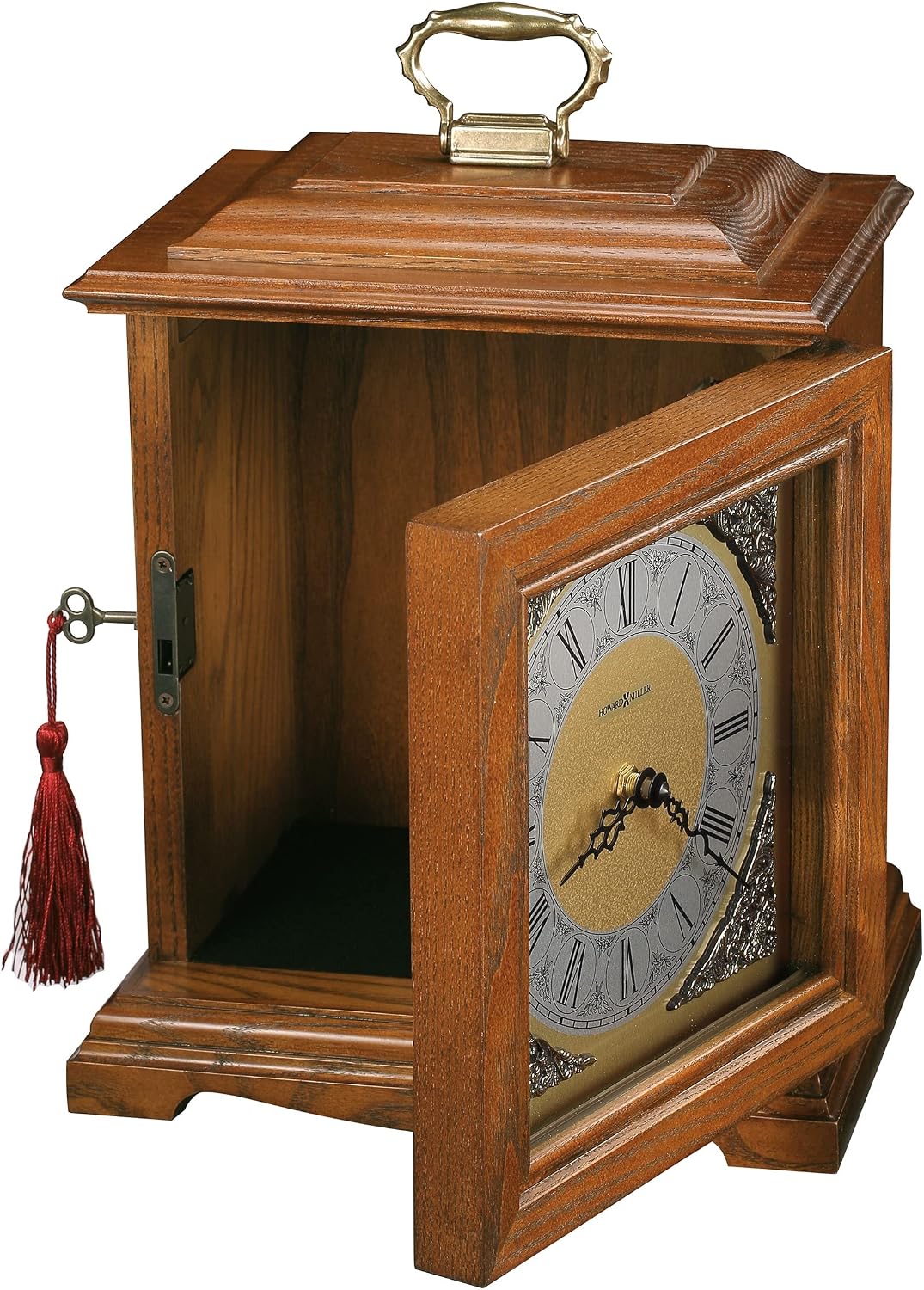 Howard Miller Memorial Continuum II Mantel Clock Urn Box 800-120 | Oak Yorkshire Wood Finish | Decorative Analog Roman Numeral Dial | Memorial