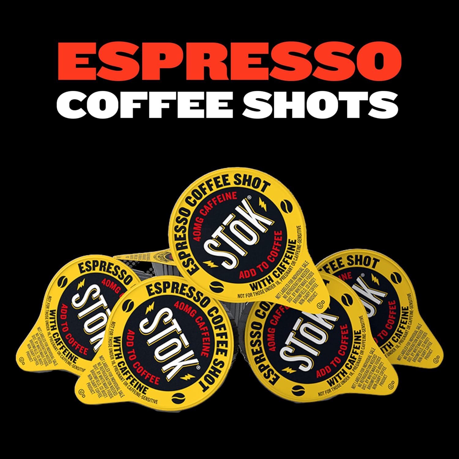 SToK Espresso Coffee Shots, Black, Unsweetened, Dark Roast Coffee, Use for Lattes, Americanos, 0.44 fl oz (264 Count)