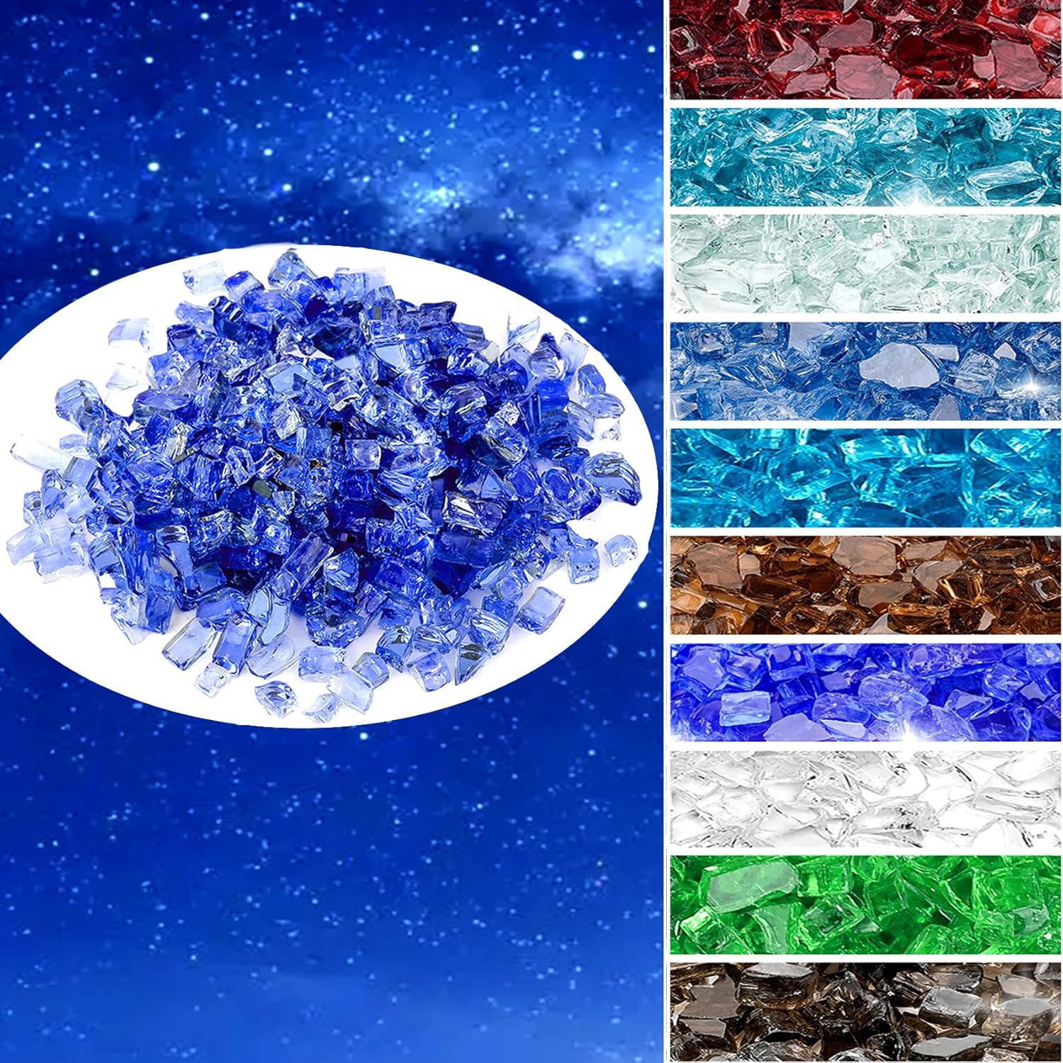 Onlyfire 10 lbs Fire Glass Rocks for Gas Propane Fire Pit and Fireplace
