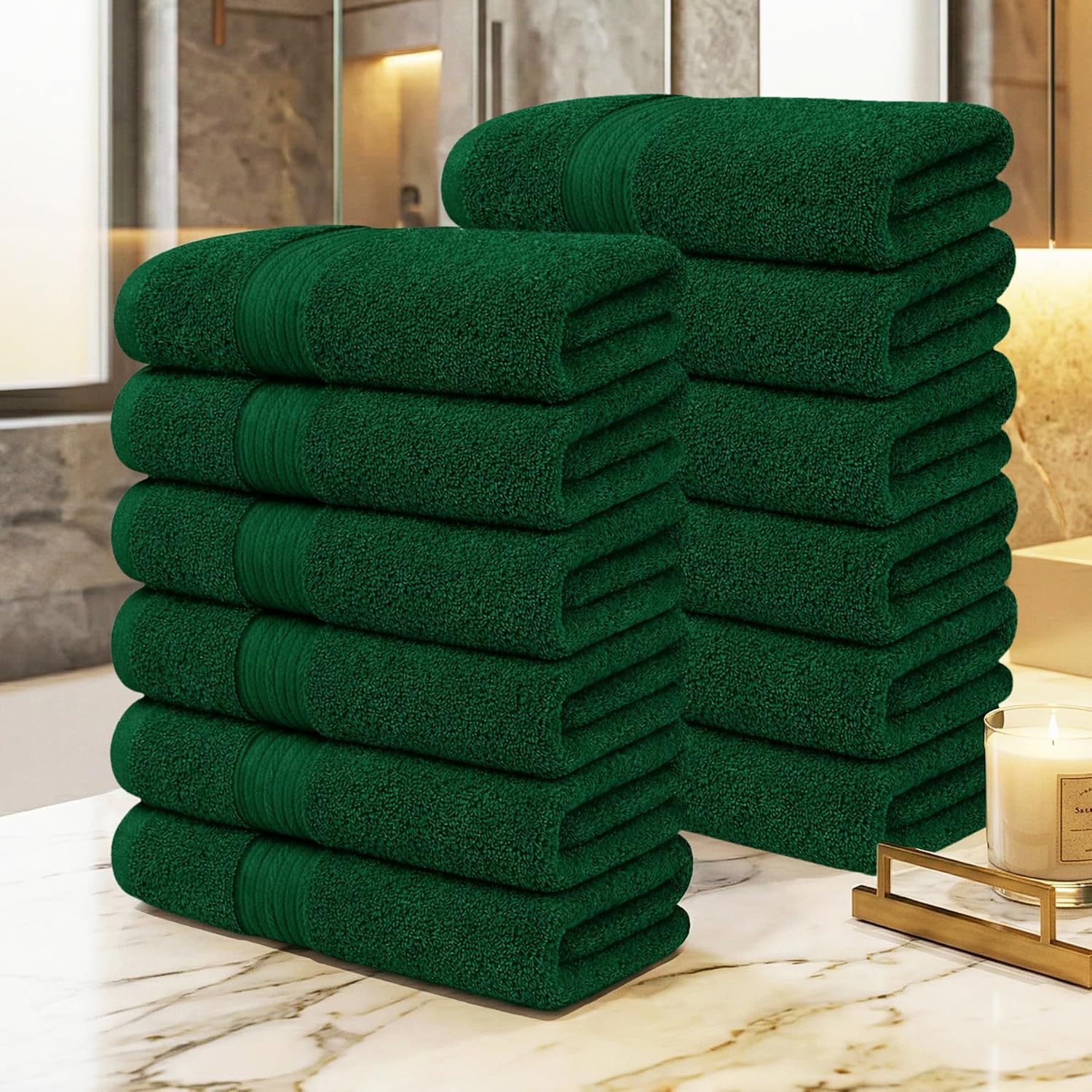 Ample Decor 100% Cotton Hand Towels 18x28 Inches, 600 GSM, Soft & Absorbent, Set of 12, Purple