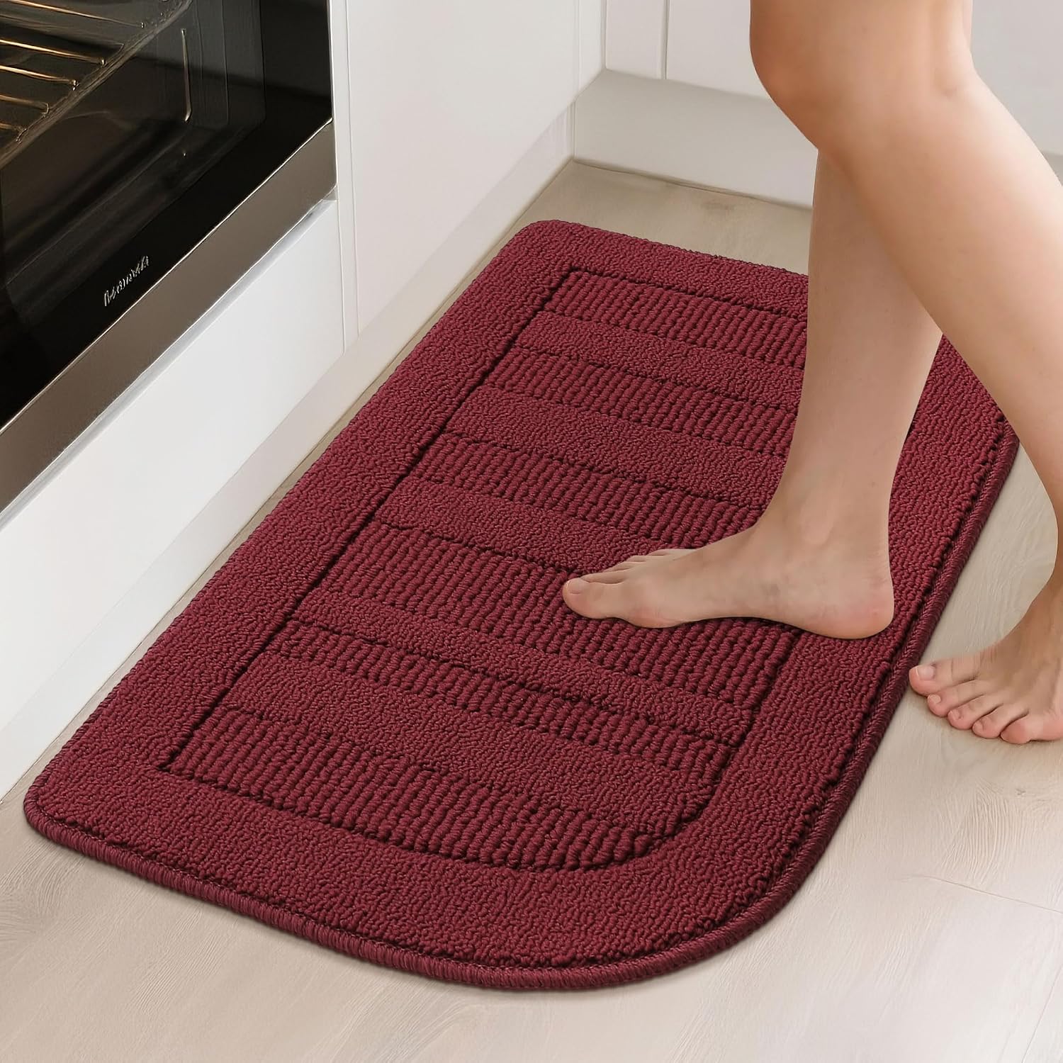 BEQHAUSE 30x18 Inch Kitchen Rugs Non Slip Washable Kitchen Sink Rug, Green