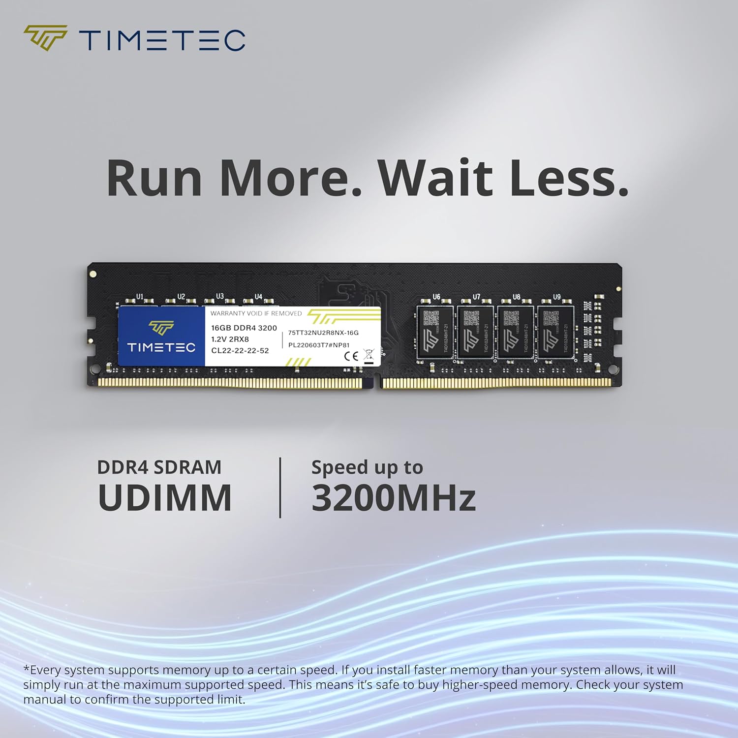 Timetec 16GB KIT (2x8GB) DDR4 3200MHz (PC4-3200AA) PC4-25600 UDIMM Desktop RAM – 288-Pin 1.2V CL22 Non-ECC Unbuffered DIMM Memory Module Upgrade