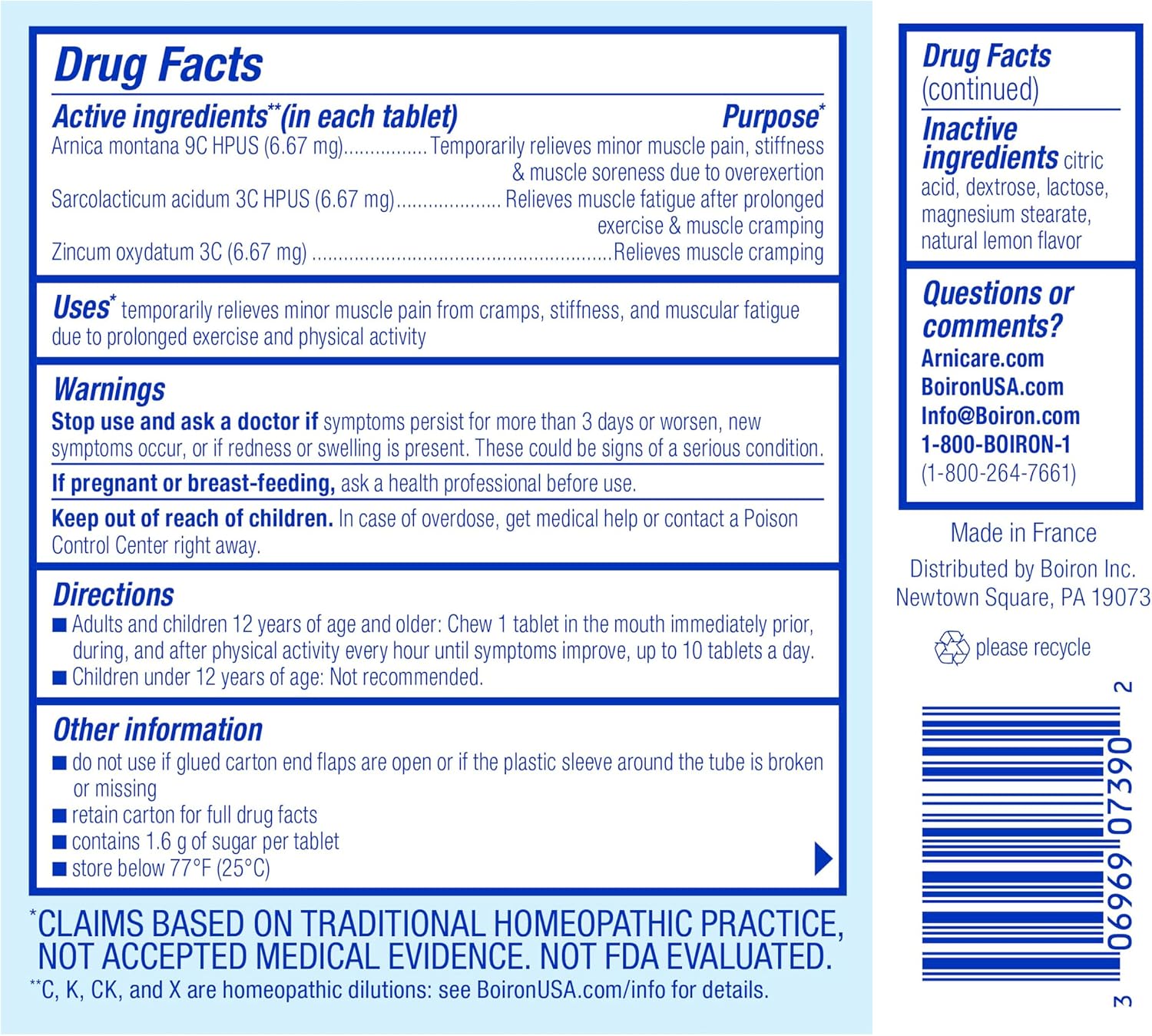 Boiron Arnicare Leg Cramps for Day and Night Relief from Cramping and Stiffness in Feet or Calves - 33 Tablets