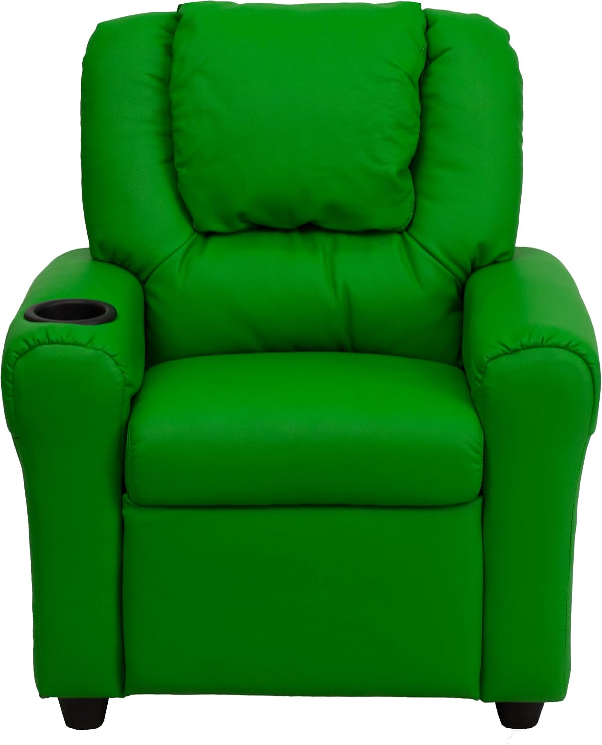 Flash Furniture Vana LeatherSoft Kids Recliner with Cup Holder, Headrest, and Safety Recline, Contemporary Reclining Chair for Kids, Supports up to 90 lbs., Brown | Manual Recline, Padded Seat and Back, Child-Friendly Design, Safety Recline Feature