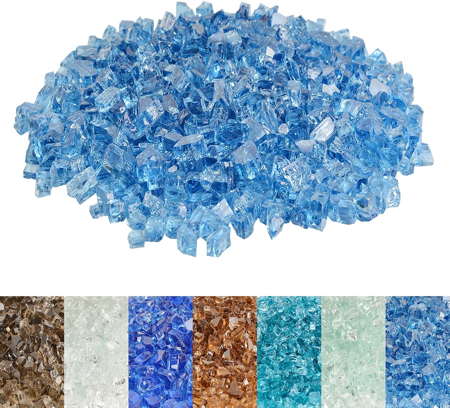 Skyflame 1/4" Pacific Blue Regular Fire Glass for Fire Pit Fireplace