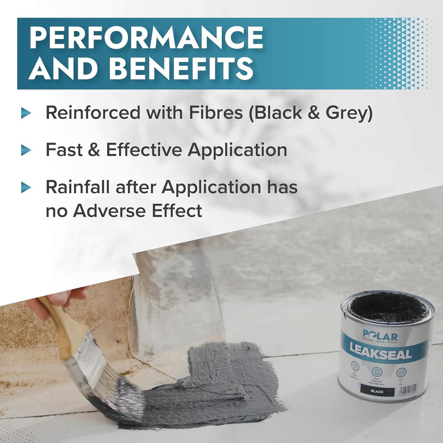 Polar Specialist Coatings Clear Leak Fix Paint - 35 oz - One Coat Waterproof Sealant with Reinforced Fibers, Instantly Seals Leaks & Cracks for Roofs
