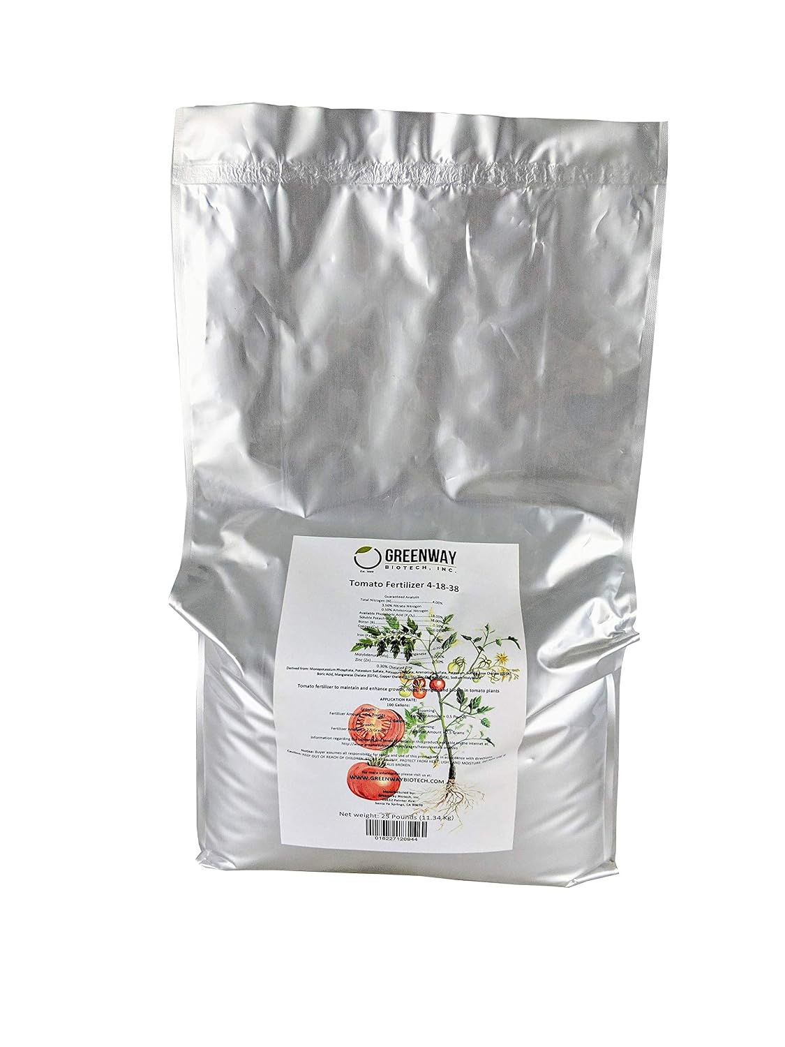 Greenway Biotech, Inc. Tomato Fertilizer 4-18-38 Powder - Water Soluble with Chelated Micronutrients for Tomatoes Peppers Eggplant - Bigger Fruit Better Flavor - Hydroponics or Soil - 5 LB