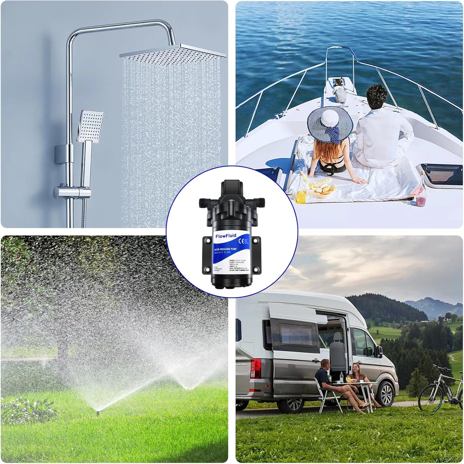 Water Pressure Booster Diaphragm Pump 110V AC for House, 45PSI 4GPM Fresh Water Transfer Pump with Plug