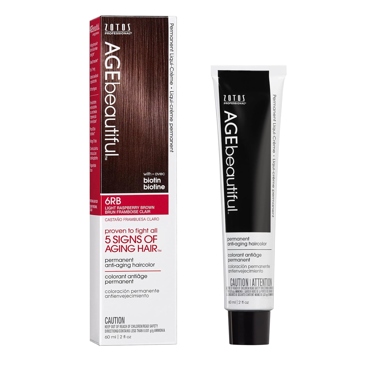 AGE beautiful Permanent Hair Color Cream, 100% Gray Coverage Hair Dye with Biotin Anti-Aging Formula for Fuller, Thicker Hair, Professional Salon Quality
