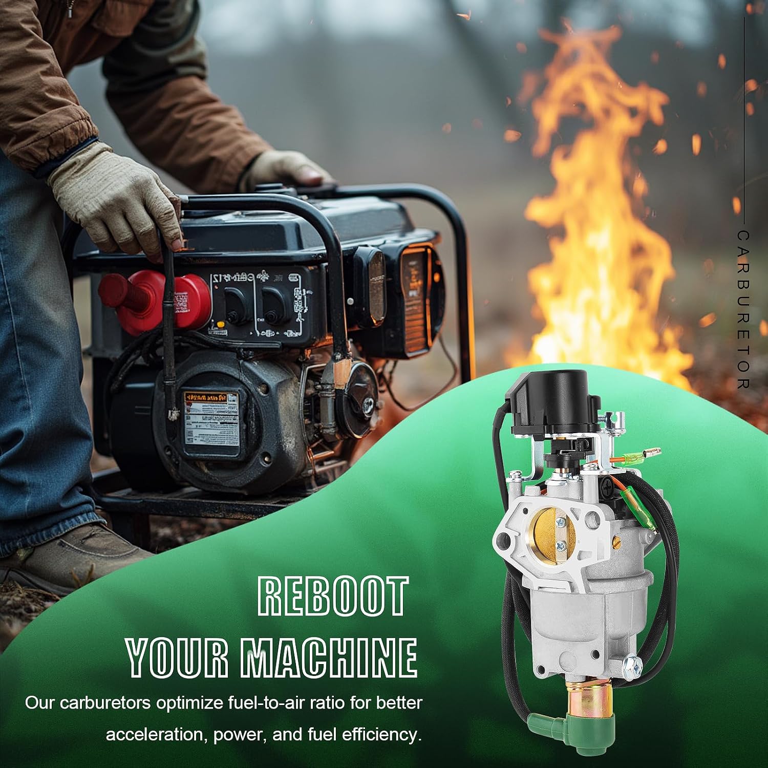 Carburetor Compatible with Harbor Freight Predator 9500 watt 459cc Quiet Inverter Generator 57080 59188