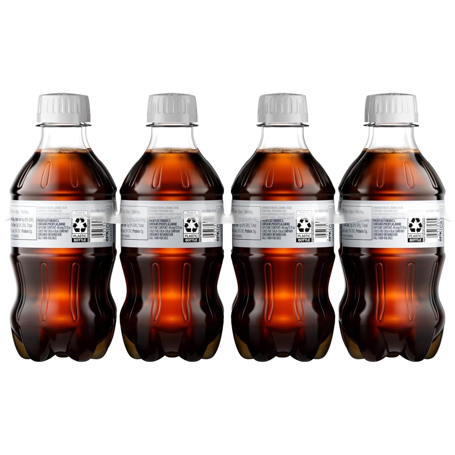 Diet Coke Soda Soft Drink Bottles, 12 fl oz, 8 Pack | No sugar, no calories, 46 mg caffeine per bottle