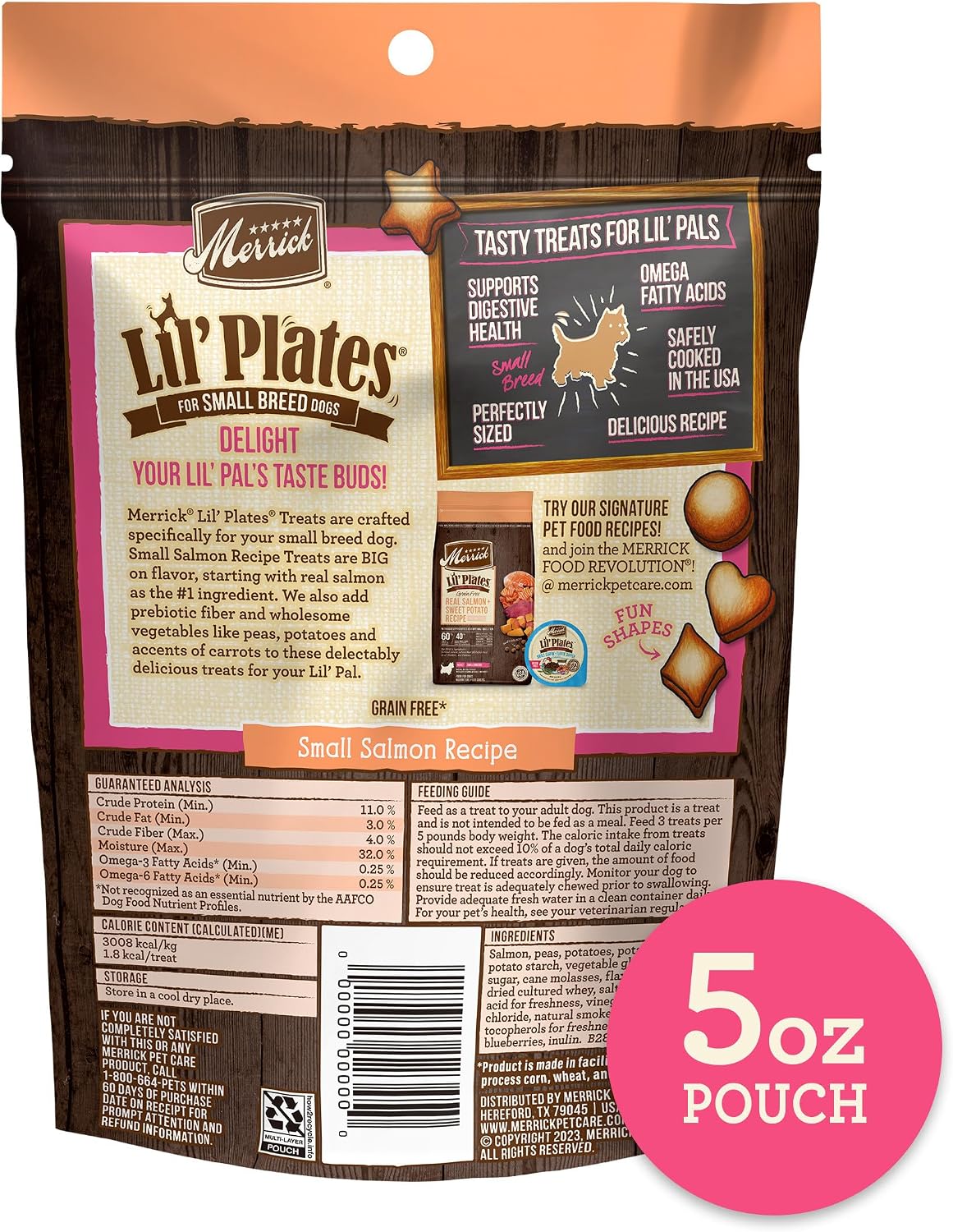 Merrick Lil’ Plates Grain Free Small Dog Treats, Natural Training Treats For Small Dogs, Small Salmon Recipe - 5 oz. Pouch