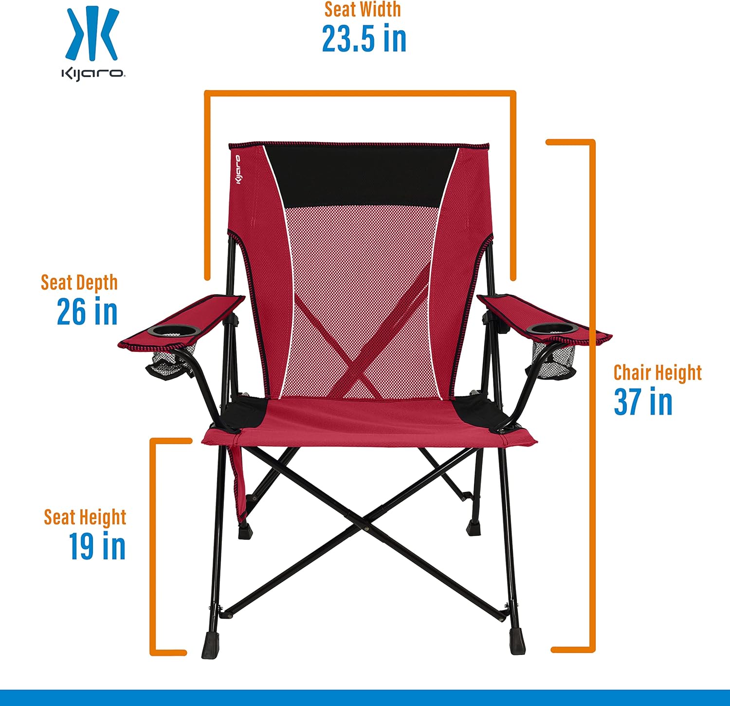 Kijaro Dual Lock Portable Camping Chairs - Enjoy the Outdoors with a Versatile Folding Chair for Sports, Lawn - Dual Lock Feature Locks Position – Hanami Pink