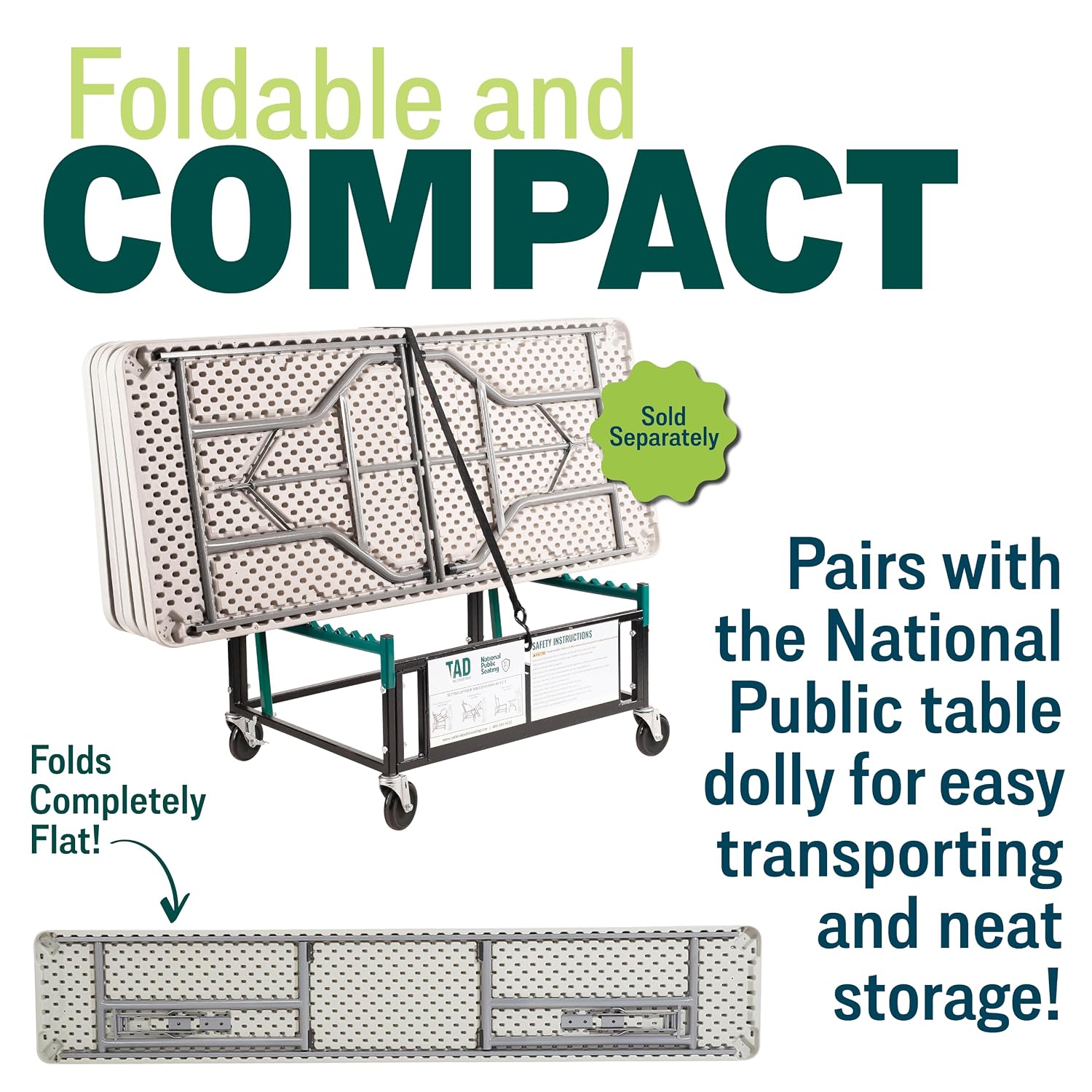 Seminar Folding Table by National Public Seating – 18x72 Portable, Heavy-Duty Foldable Table Indoor/Outdoor Table for Office, Conferences & Training Rooms – Lightweight & Durable, Speckled Gray