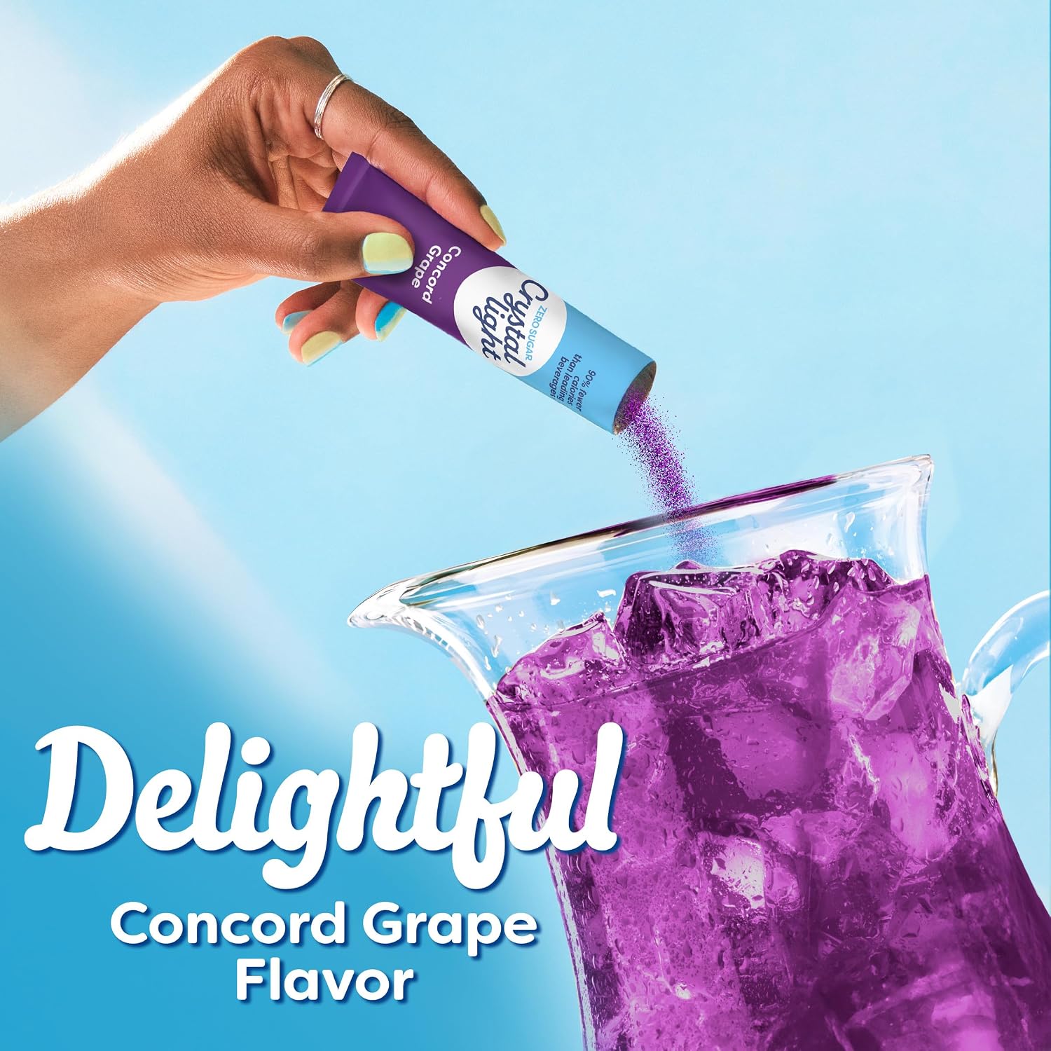 Crystal Light Drink Mix, 6 Pitcher Packets Concord Grape , 2.01 oz | for Flavorful Hydration and Shareable Refreshment Zero Sugar, Low Calorie No Caffeine
